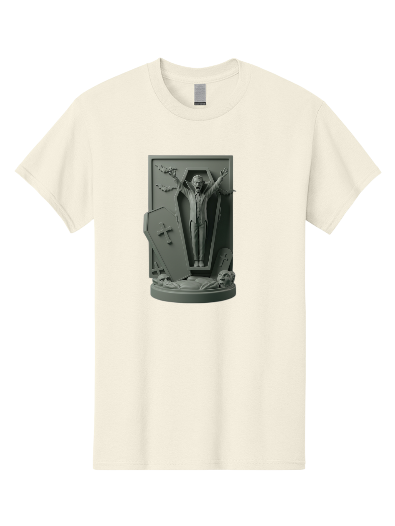 Vampire-Rising Men'S Graphic Tee, 100% Cotton, Comfortable Casual Summer Wear, Machine Washable, Vampire Rising From Coffin, Undead Creature, Horror Theme, Spooky Atmosphere, Bats Flying, Cross Symbol, Undead Rising, Gothic Style, Bac544 6