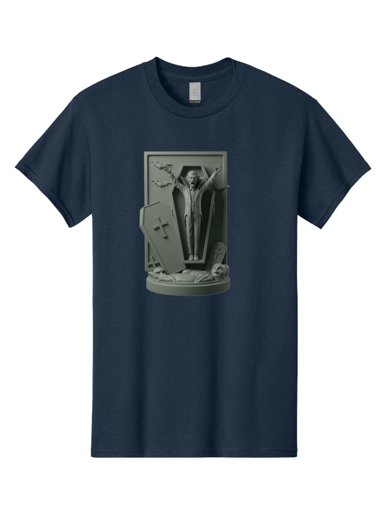Vampire-Rising Men'S Graphic Tee, 100% Cotton, Comfortable Casual Summer Wear, Machine Washable, Vampire Rising From Coffin, Undead Creature, Horror Theme, Spooky Atmosphere, Bats Flying, Cross Symbol, Undead Rising, Gothic Style, Bac544 14