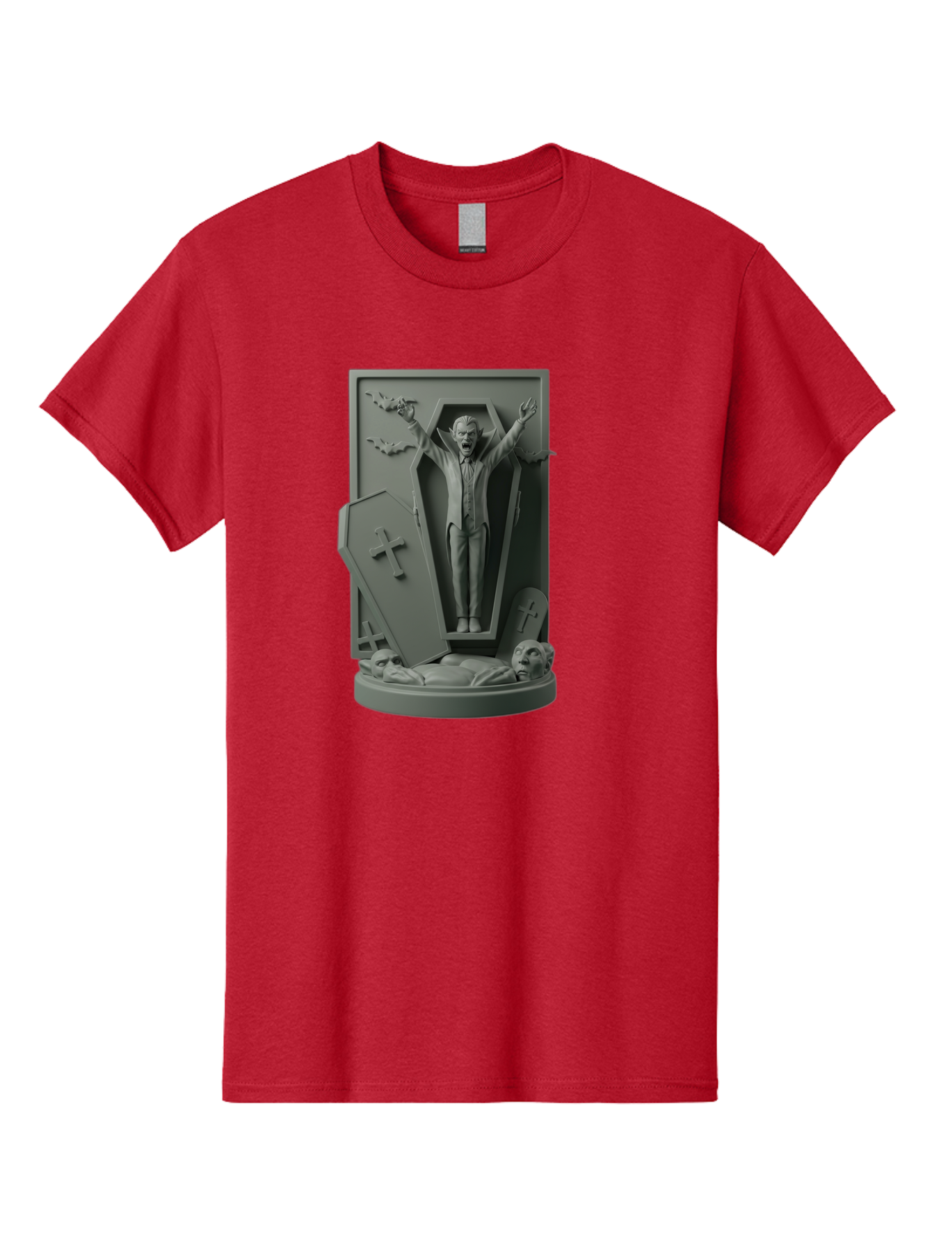 Vampire-Rising Men'S Graphic Tee, 100% Cotton, Comfortable Casual Summer Wear, Machine Washable, Vampire Rising From Coffin, Undead Creature, Horror Theme, Spooky Atmosphere, Bats Flying, Cross Symbol, Undead Rising, Gothic Style, Bac544 5