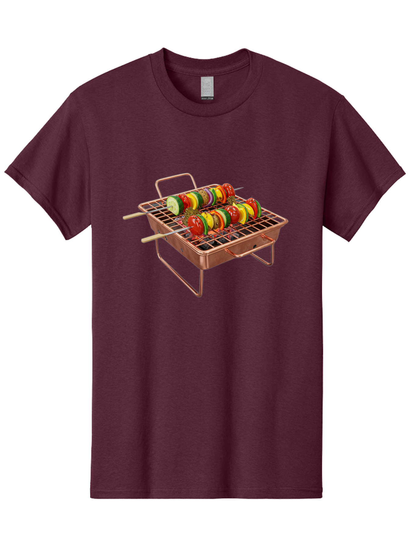 Vegetable-Skewers Men'S Graphic Tee, 100% Cotton, Comfortable Casual Summer Wear, Machine Washable, Grilled Vegetable Skewers, Skewers On Portable Grill, Fresh Vegetables, Outdoor Cooking, Barbecue, Healthy Eating, Vegetable Kebabs, Grilling Bac545 12