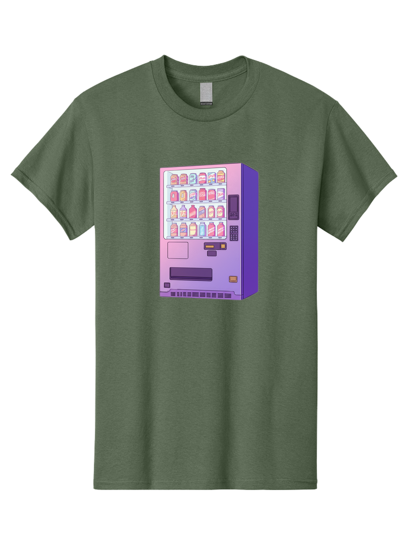 Vending-Machine Men'S Graphic Tee, 100% Cotton, Comfortable Casual Summer Wear, Machine Washable, Vending Machine, Soda Drinks, Colorful Cans, Vending Machine Interface, Automated Retail, Convenience Technology, Soft Drink Dispenser, Bac546 13