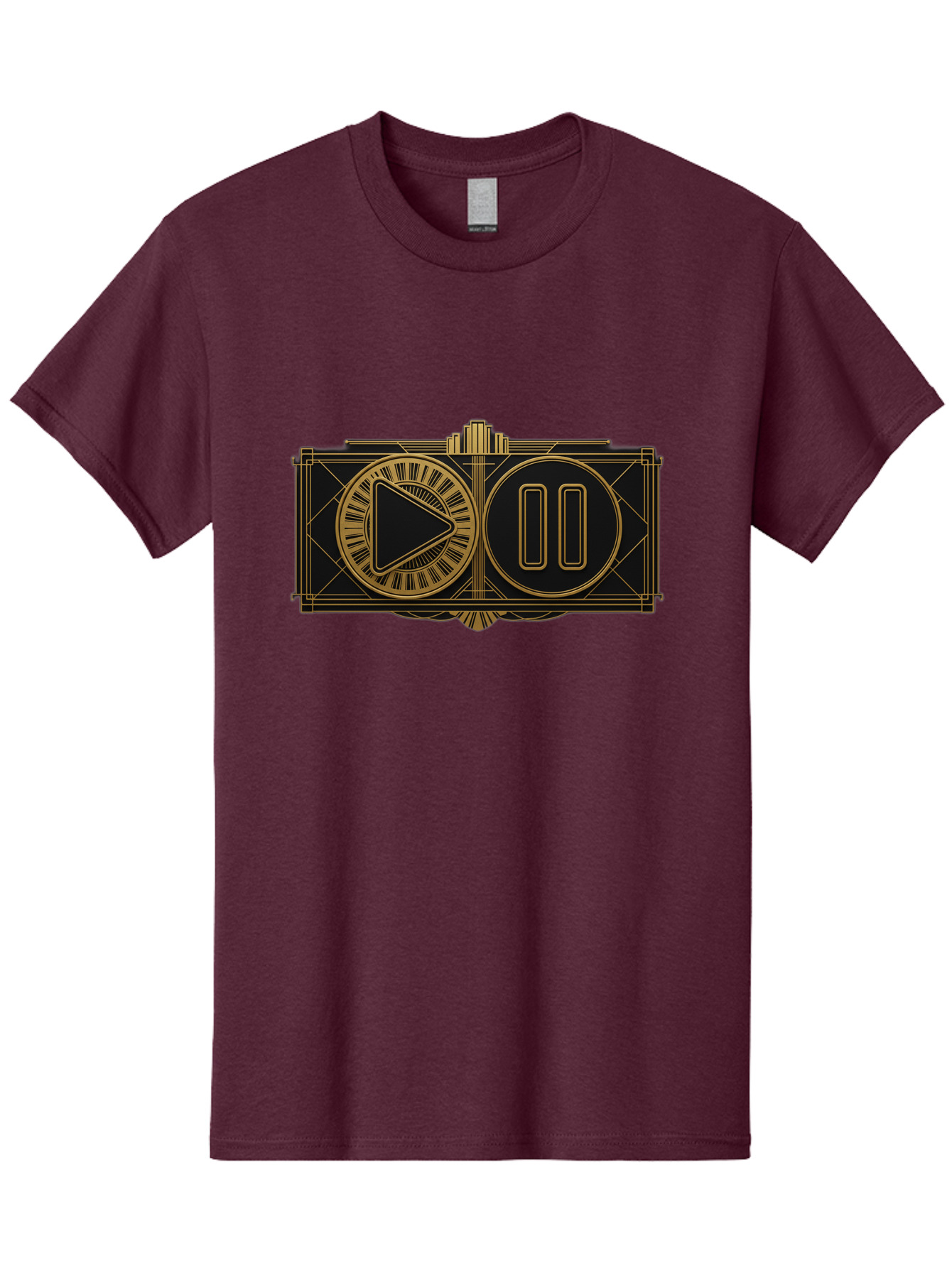 Video-Controls Men'S Graphic Tee, 100% Cotton, Comfortable Casual Summer Wear, Machine Washable, Play Button, Pause Button, Video Controls, Media Player, Gold Accents, Black Background, Modern Design, User Interface, Digital Media Bac547 6