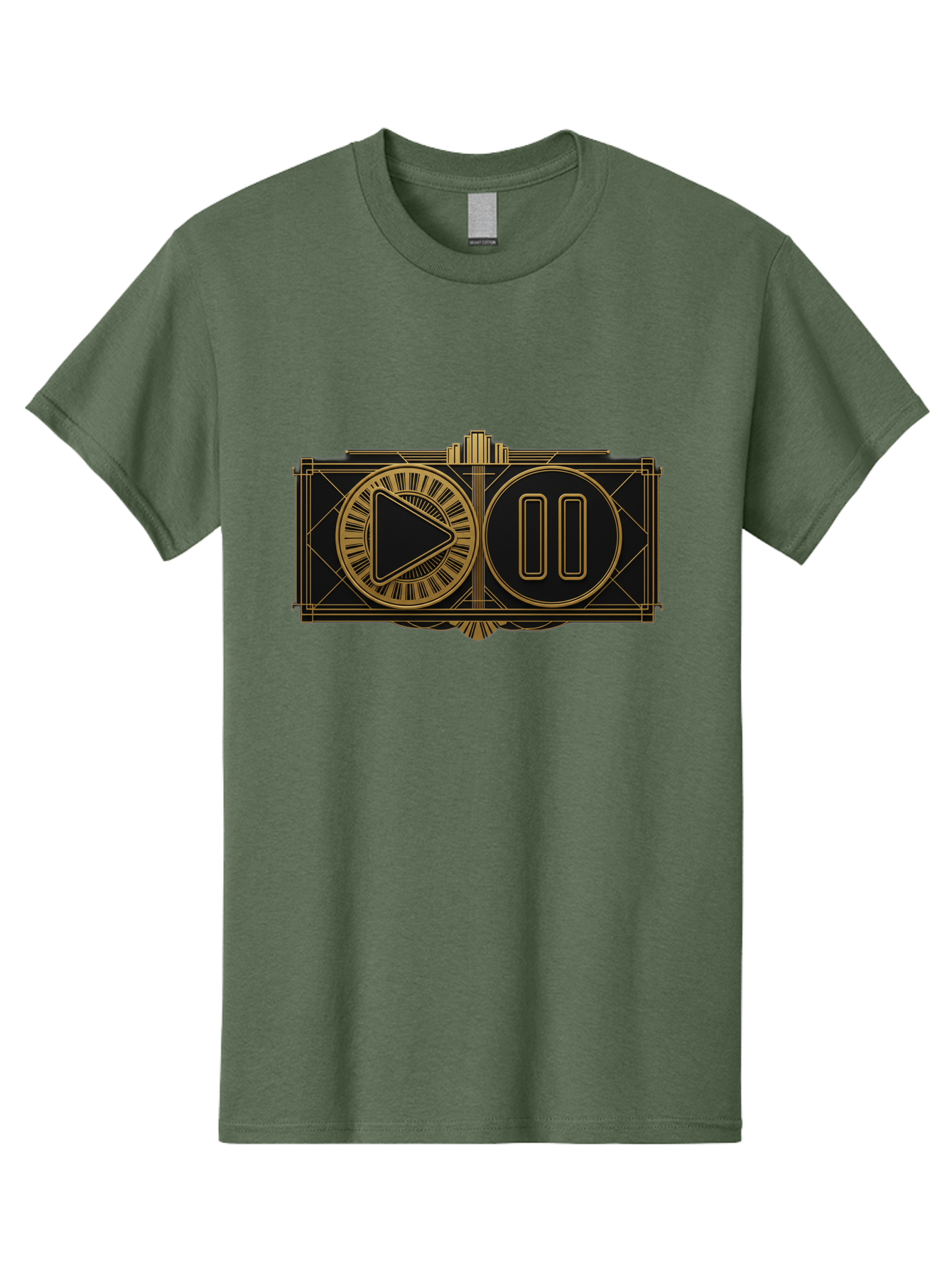 Video-Controls Men'S Graphic Tee, 100% Cotton, Comfortable Casual Summer Wear, Machine Washable, Play Button, Pause Button, Video Controls, Media Player, Gold Accents, Black Background, Modern Design, User Interface, Digital Media Bac547 14