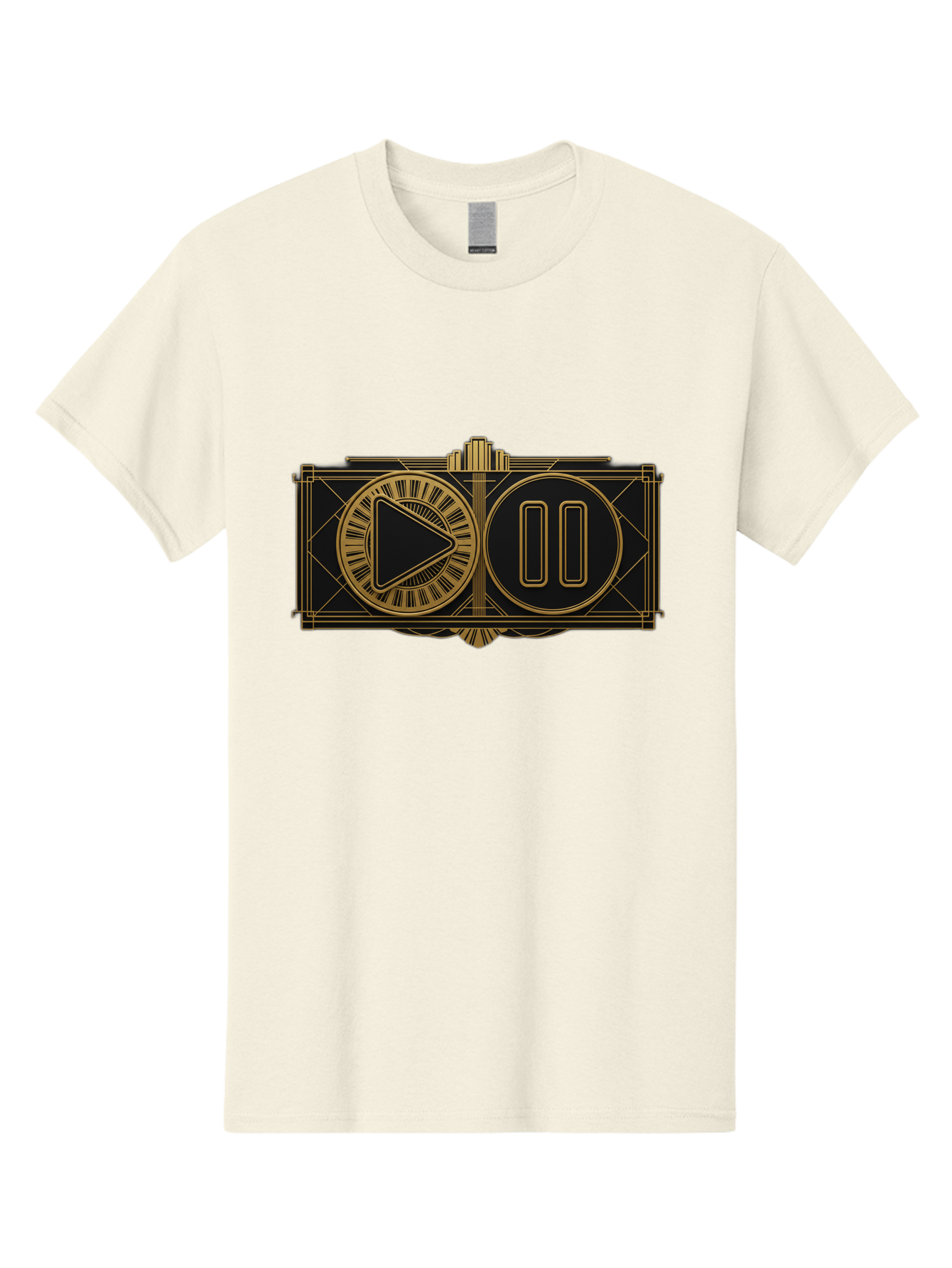 Video-Controls Men'S Graphic Tee, 100% Cotton, Comfortable Casual Summer Wear, Machine Washable, Play Button, Pause Button, Video Controls, Media Player, Gold Accents, Black Background, Modern Design, User Interface, Digital Media Bac547 11