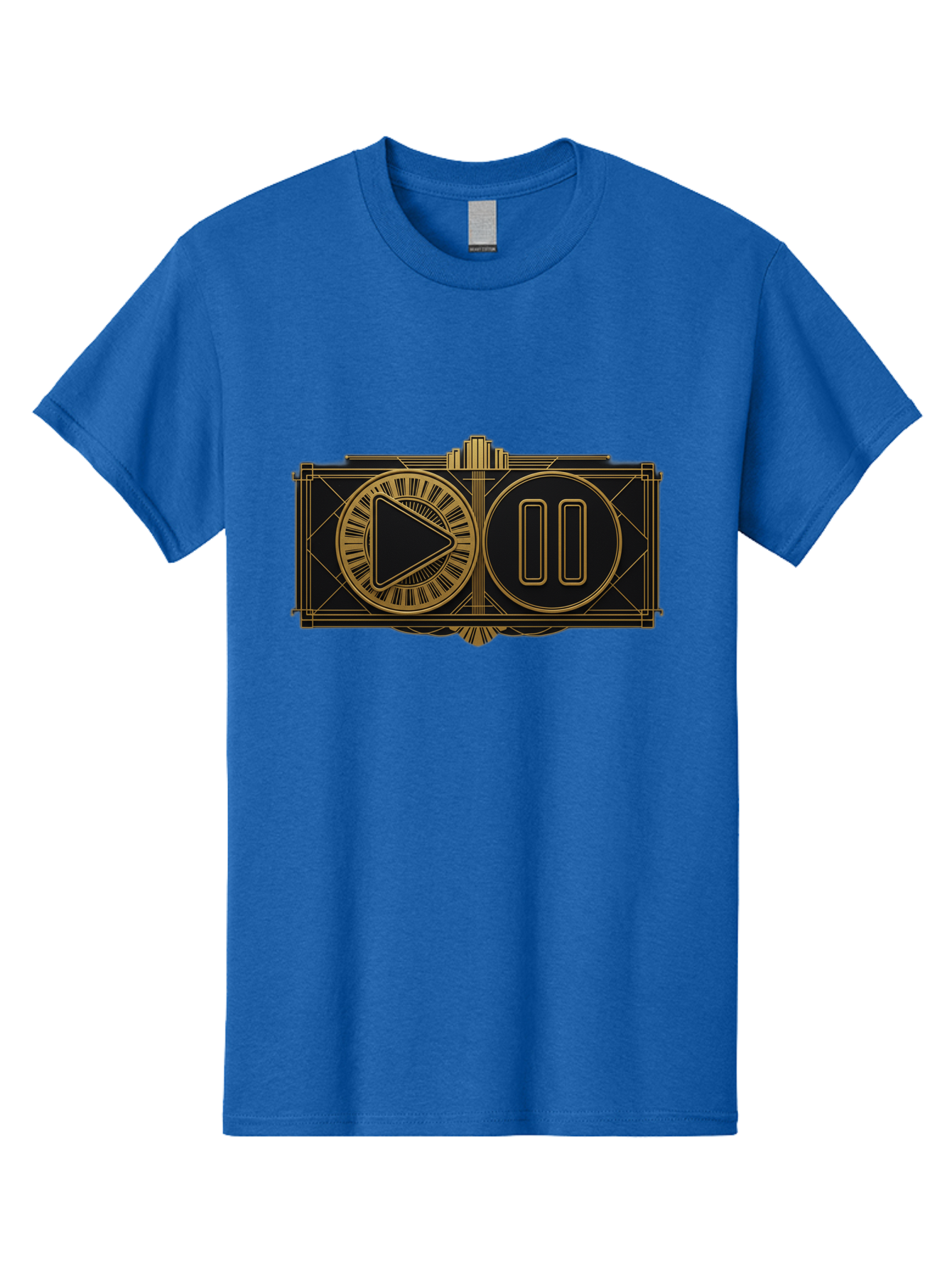 Video-Controls Men'S Graphic Tee, 100% Cotton, Comfortable Casual Summer Wear, Machine Washable, Play Button, Pause Button, Video Controls, Media Player, Gold Accents, Black Background, Modern Design, User Interface, Digital Media Bac547 12