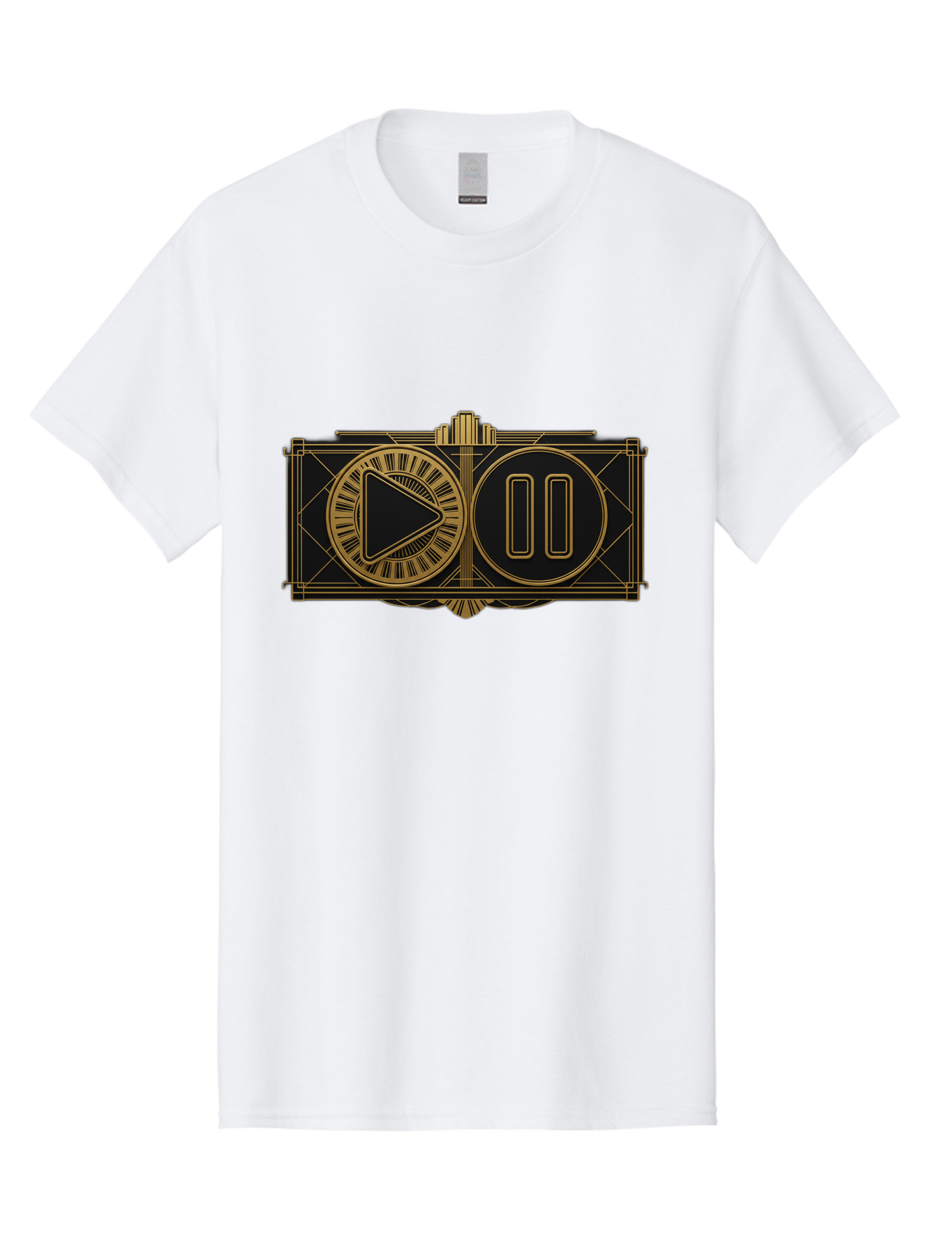 Video-Controls Men'S Graphic Tee, 100% Cotton, Comfortable Casual Summer Wear, Machine Washable, Play Button, Pause Button, Video Controls, Media Player, Gold Accents, Black Background, Modern Design, User Interface, Digital Media Bac547 7