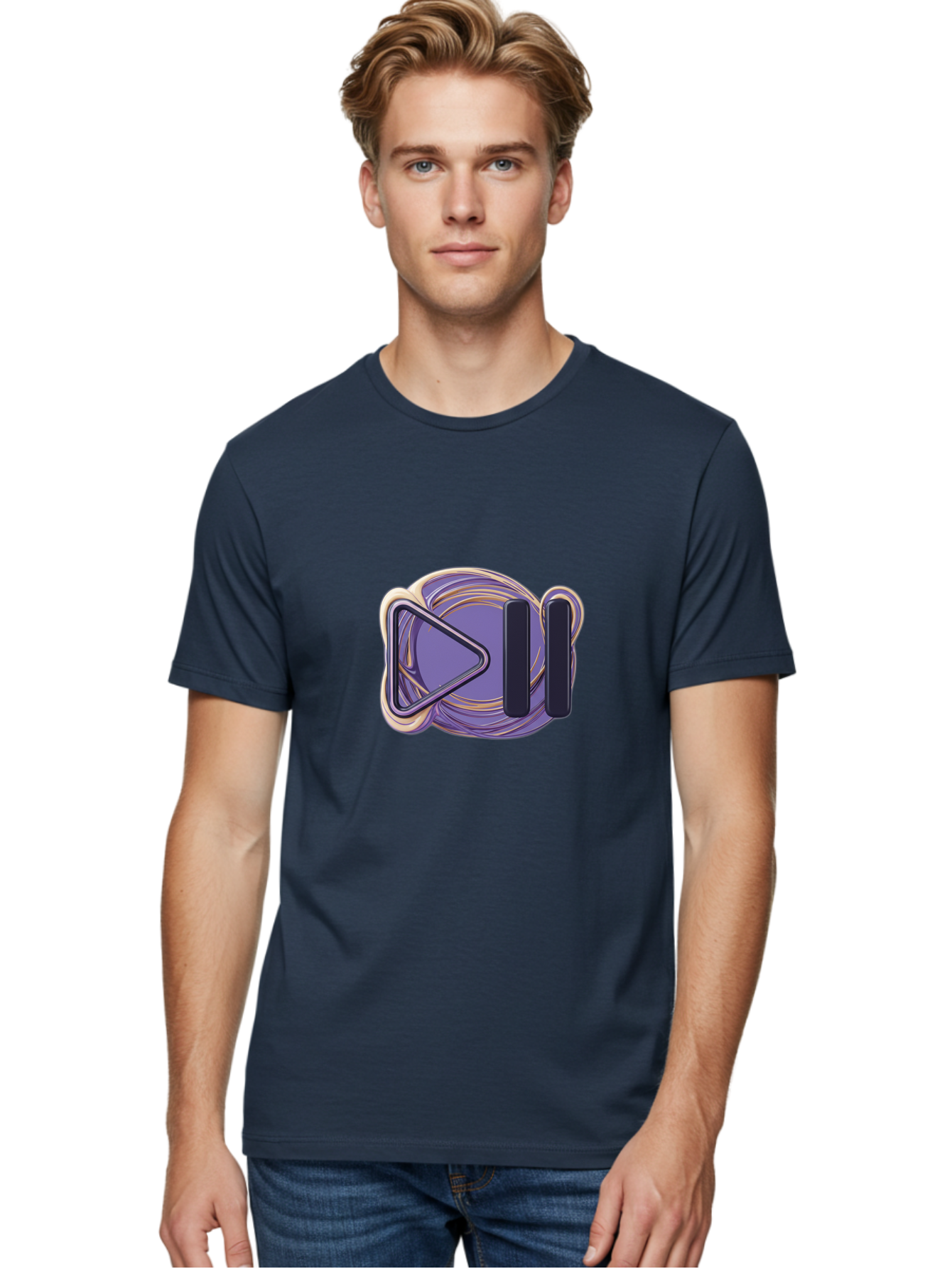 Virtual-Reality-Headset Men'S Graphic Tee, 100% Cotton, Comfortable Casual Summer Wear, Machine Washable, Virtual Reality Headset, Vr Technology, Purple Design, Metallic Accents, Futuristic Style, Gaming Accessory, Immersive Experience, Bac552 19