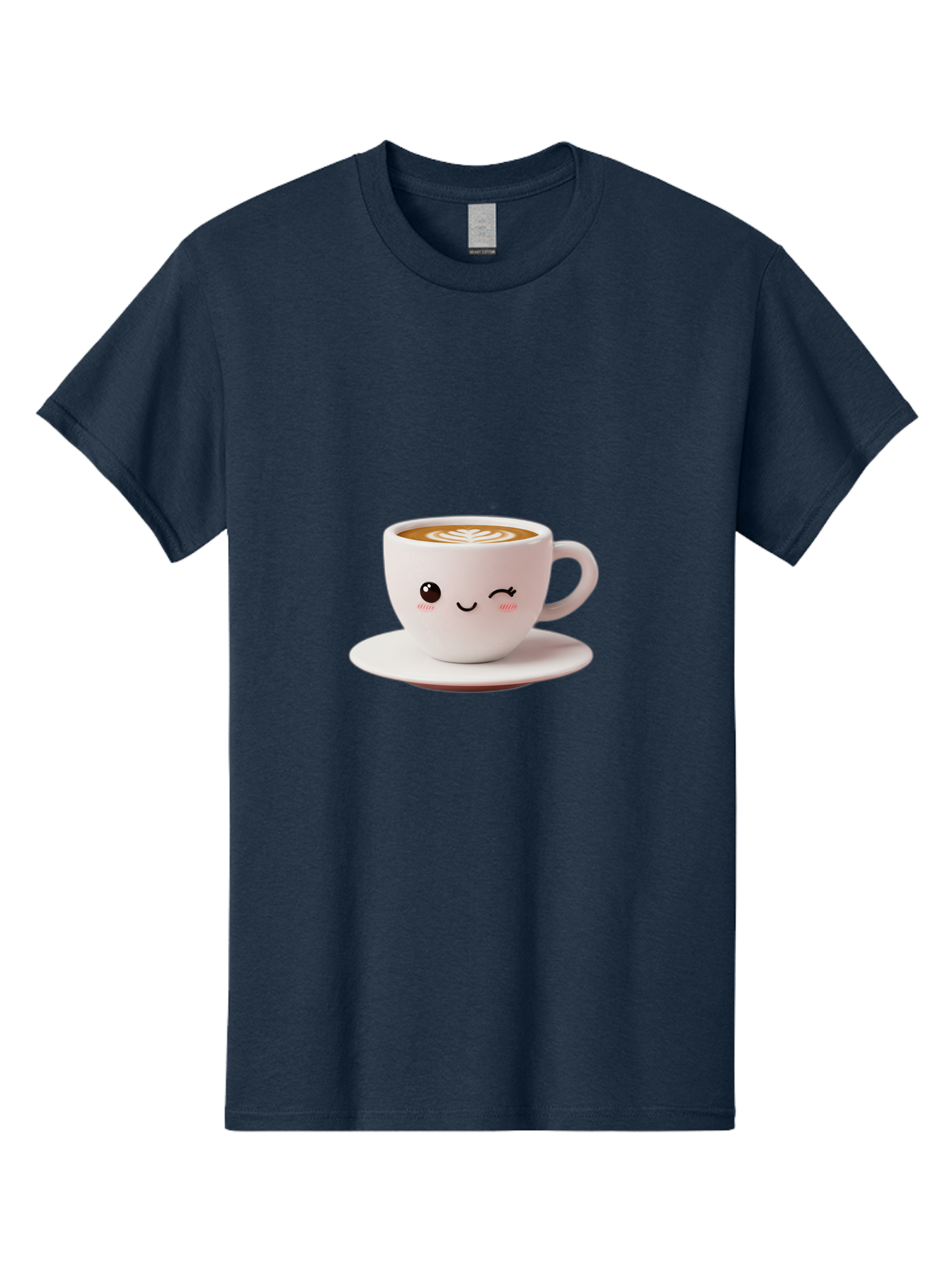 Winking-Coffee-Cup Men'S Graphic Tee, 100% Cotton, Comfortable Casual Summer Wear, Machine Washable, Cute Coffee Cup, Cartoon Character, Coffee Break, Latte Art, Winking Face, Adorable Design, Morning Pick-Me-Up, Coffee Lover, Cozy Vibes Bac553 2