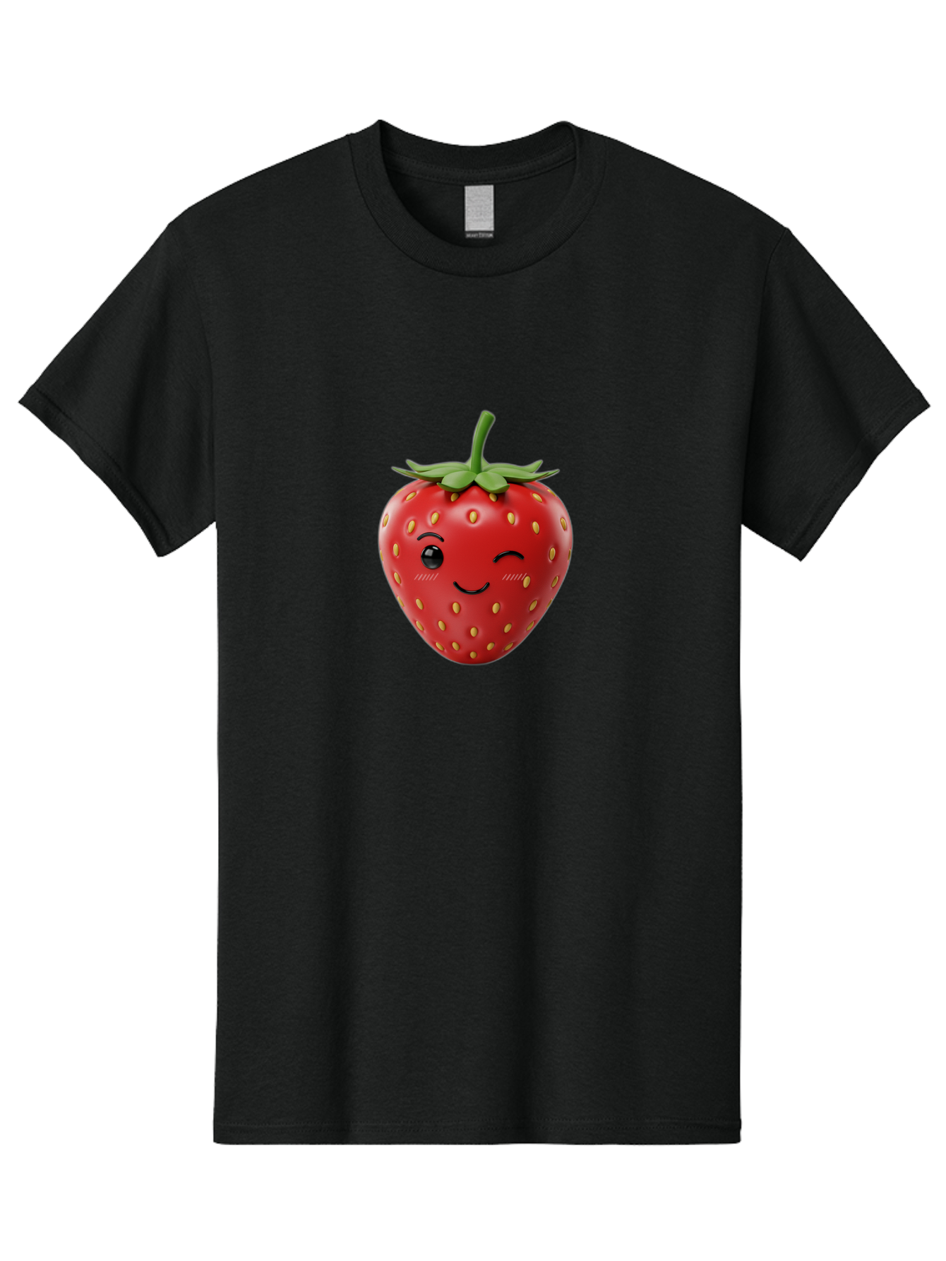 Winking-Strawberry-10 Men'S Graphic Tee, 100% Cotton, Comfortable Casual Summer Wear, Machine Washable, Red Strawberry, Cartoon Character, Winking Face, Smiling Strawberry, Cute Emoji, Fruit Illustration, Yellow Seeds, Strawberry Icon Bac555 15