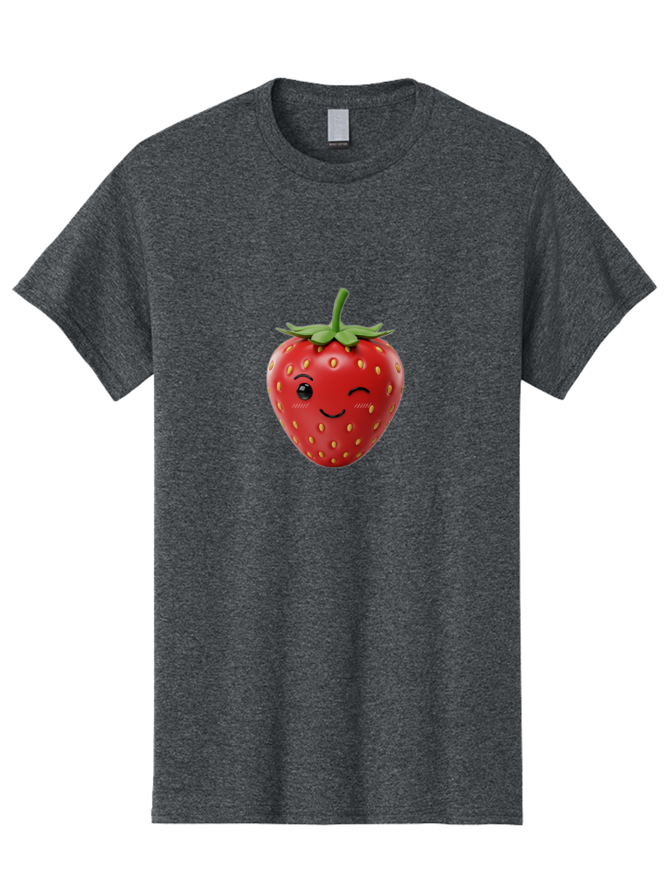 Winking-Strawberry-10 Men'S Graphic Tee, 100% Cotton, Comfortable Casual Summer Wear, Machine Washable, Red Strawberry, Cartoon Character, Winking Face, Smiling Strawberry, Cute Emoji, Fruit Illustration, Yellow Seeds, Strawberry Icon Bac555 11
