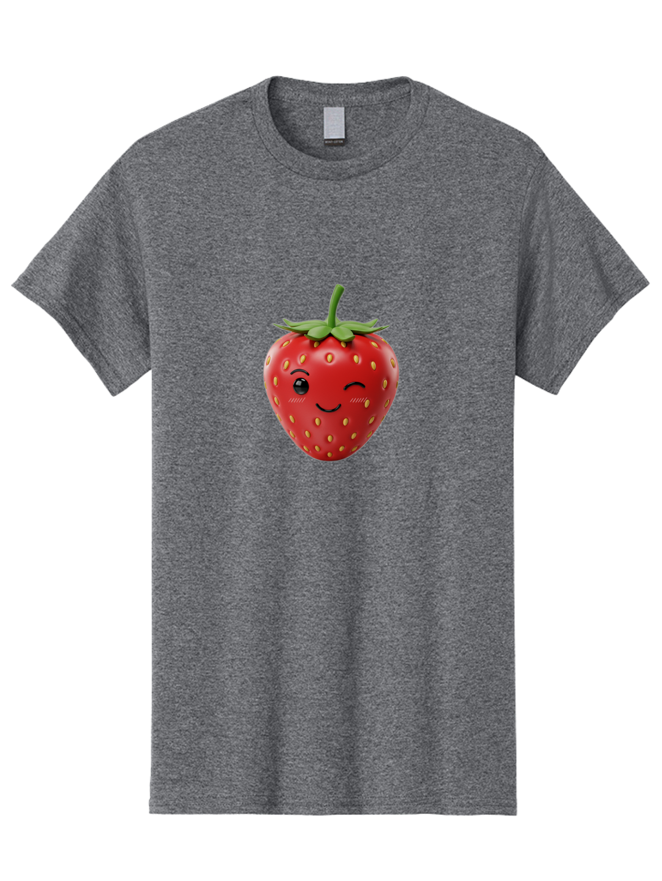 Winking-Strawberry-10 Men'S Graphic Tee, 100% Cotton, Comfortable Casual Summer Wear, Machine Washable, Red Strawberry, Cartoon Character, Winking Face, Smiling Strawberry, Cute Emoji, Fruit Illustration, Yellow Seeds, Strawberry Icon Bac555 4