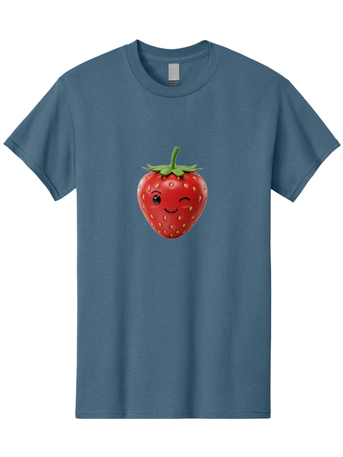 Winking-Strawberry-10 Men'S Graphic Tee, 100% Cotton, Comfortable Casual Summer Wear, Machine Washable, Red Strawberry, Cartoon Character, Winking Face, Smiling Strawberry, Cute Emoji, Fruit Illustration, Yellow Seeds, Strawberry Icon Bac555 5