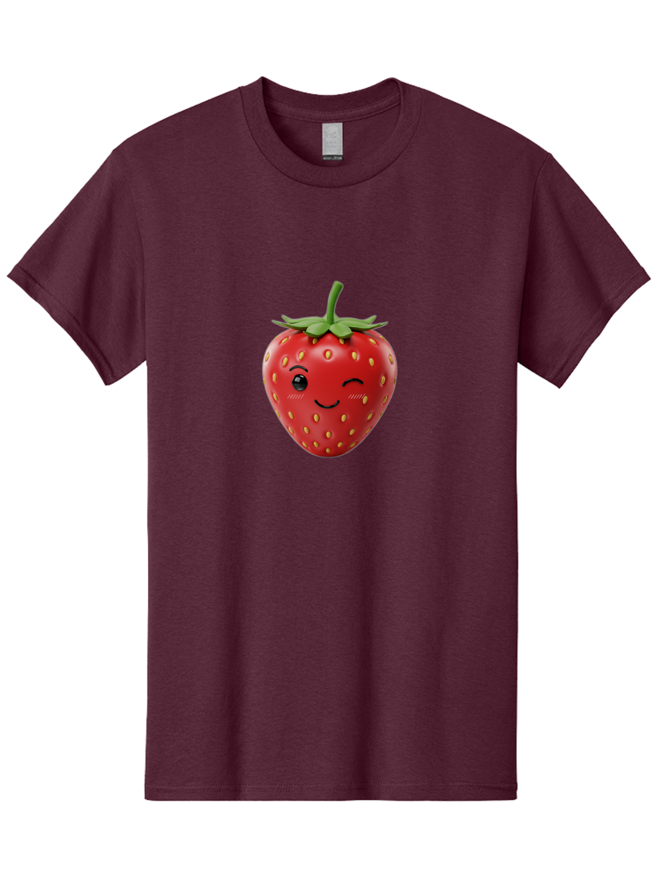 Winking-Strawberry-10 Men'S Graphic Tee, 100% Cotton, Comfortable Casual Summer Wear, Machine Washable, Red Strawberry, Cartoon Character, Winking Face, Smiling Strawberry, Cute Emoji, Fruit Illustration, Yellow Seeds, Strawberry Icon Bac555 7
