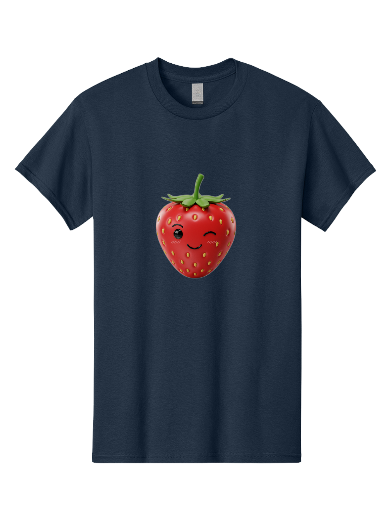 Winking-Strawberry-10 Men'S Graphic Tee, 100% Cotton, Comfortable Casual Summer Wear, Machine Washable, Red Strawberry, Cartoon Character, Winking Face, Smiling Strawberry, Cute Emoji, Fruit Illustration, Yellow Seeds, Strawberry Icon Bac555 6