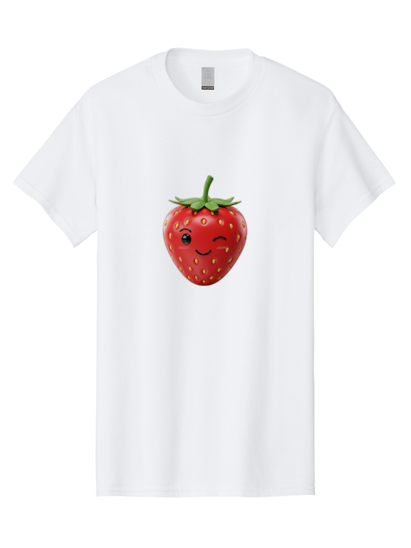 Winking-Strawberry-10 Men'S Graphic Tee, 100% Cotton, Comfortable Casual Summer Wear, Machine Washable, Red Strawberry, Cartoon Character, Winking Face, Smiling Strawberry, Cute Emoji, Fruit Illustration, Yellow Seeds, Strawberry Icon Bac555 3