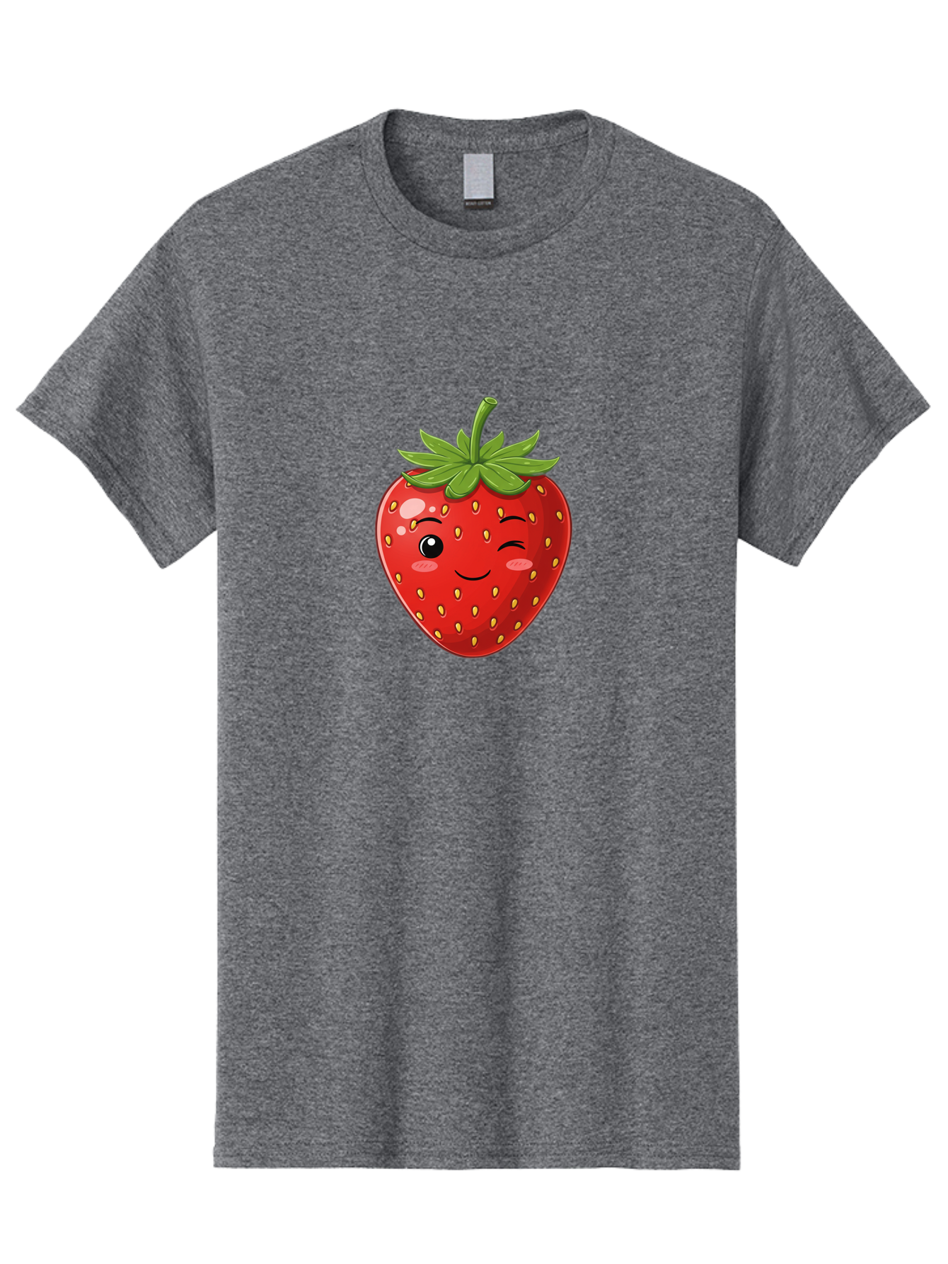 Winking-Strawberry-13 Men'S Graphic Tee, 100% Cotton, Comfortable Casual Summer Wear, Machine Washable, Winking Strawberry Cartoon, Smiling Fruit, Shiny Red Strawberry, Adorable Illustration, Cute Character Design, Playful Emoji, Happy Face, Bac558 10