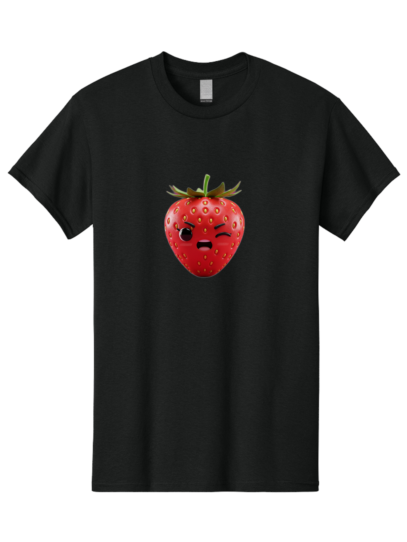 Winking-Strawberry-3 Men'S Graphic Tee, 100% Cotton, Comfortable Casual Summer Wear, Machine Washable, Winking Strawberry, Cartoon Fruit, Quirky Character, Comical Expression, Funny Face, Red Strawberry, Playful Design, Fruit Emoji, Bac560 12