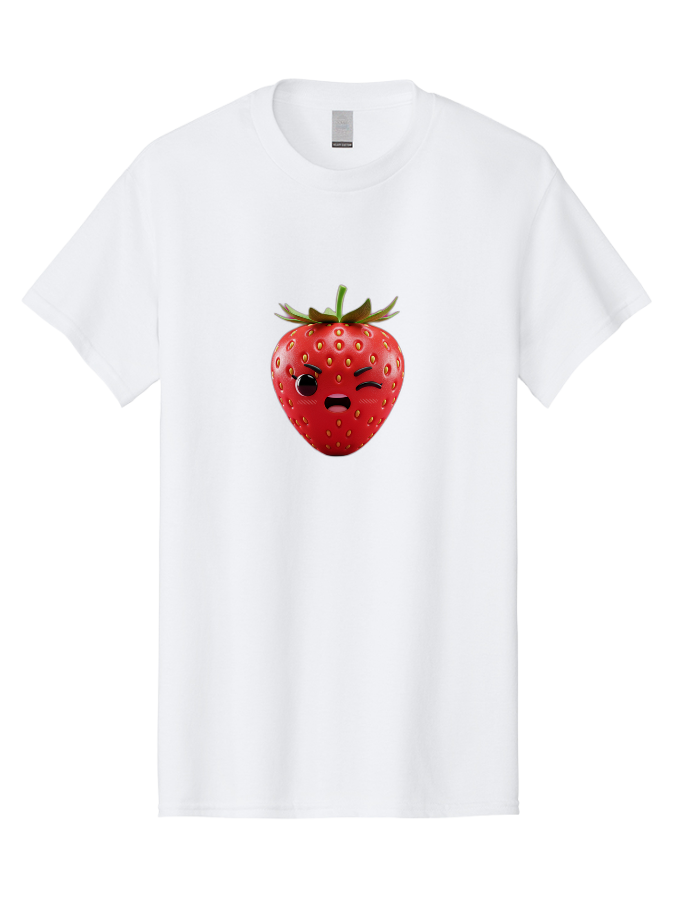 Winking-Strawberry-3 Men'S Graphic Tee, 100% Cotton, Comfortable Casual Summer Wear, Machine Washable, Winking Strawberry, Cartoon Fruit, Quirky Character, Comical Expression, Funny Face, Red Strawberry, Playful Design, Fruit Emoji, Bac560 8