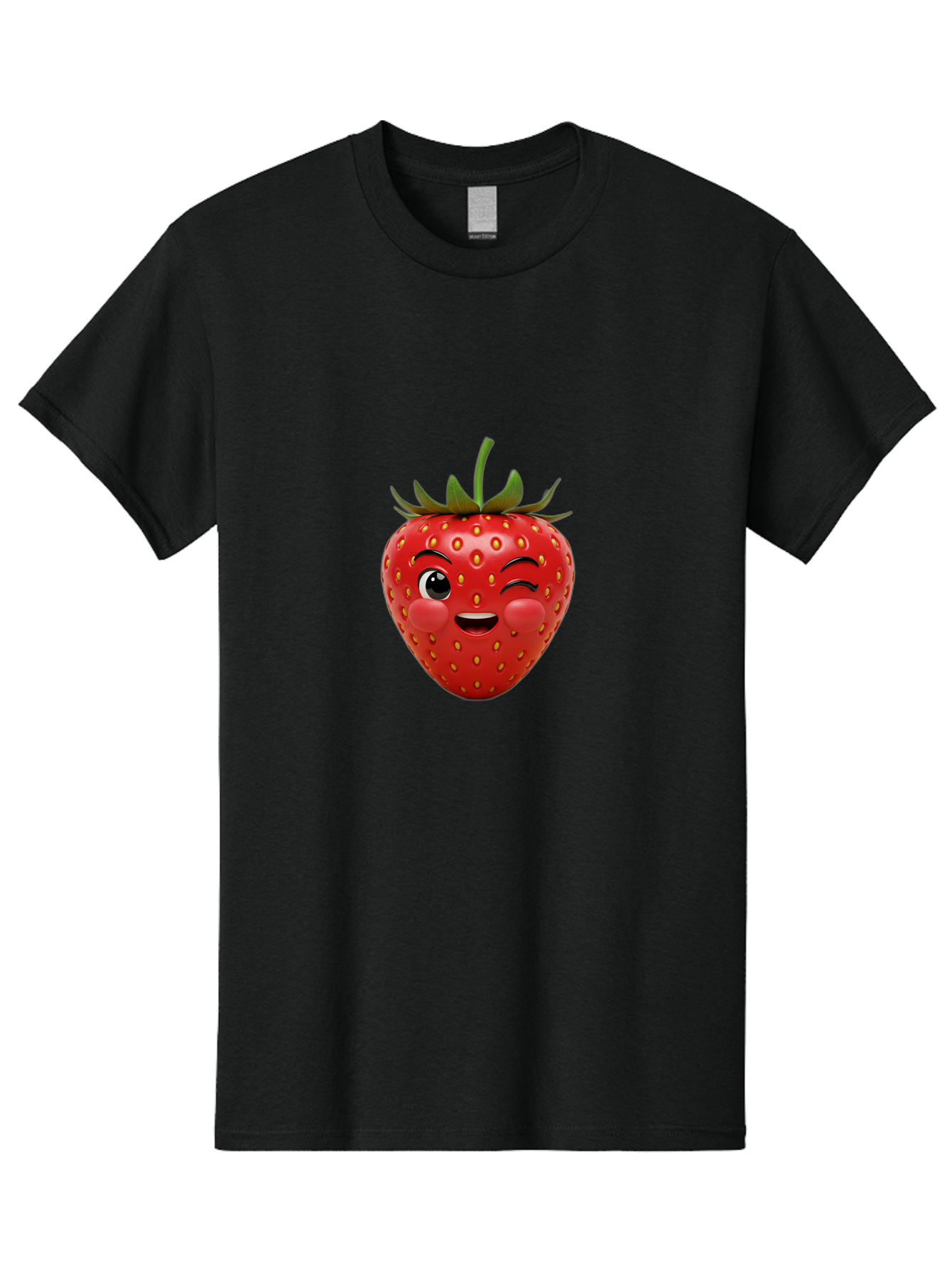 Winking-Strawberry-4 Men'S Graphic Tee, 100% Cotton, Comfortable Casual Summer Wear, Machine Washable, Cartoon Strawberry, Winking Face, Playful Fruit, Cute Emoji, Strawberry Character, Fun Illustration, Fresh Fruit, Sweet Treat, Bac561 9
