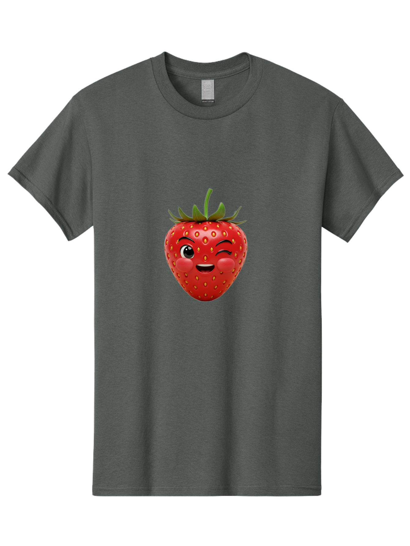 Winking-Strawberry-4 Men'S Graphic Tee, 100% Cotton, Comfortable Casual Summer Wear, Machine Washable, Cartoon Strawberry, Winking Face, Playful Fruit, Cute Emoji, Strawberry Character, Fun Illustration, Fresh Fruit, Sweet Treat, Bac561 4