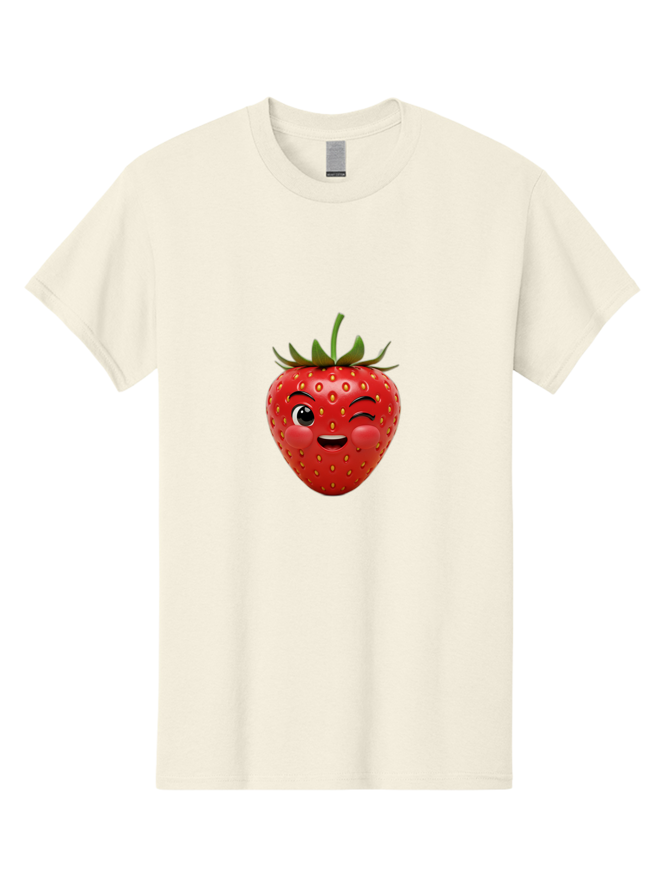 Winking-Strawberry-4 Men'S Graphic Tee, 100% Cotton, Comfortable Casual Summer Wear, Machine Washable, Cartoon Strawberry, Winking Face, Playful Fruit, Cute Emoji, Strawberry Character, Fun Illustration, Fresh Fruit, Sweet Treat, Bac561 7