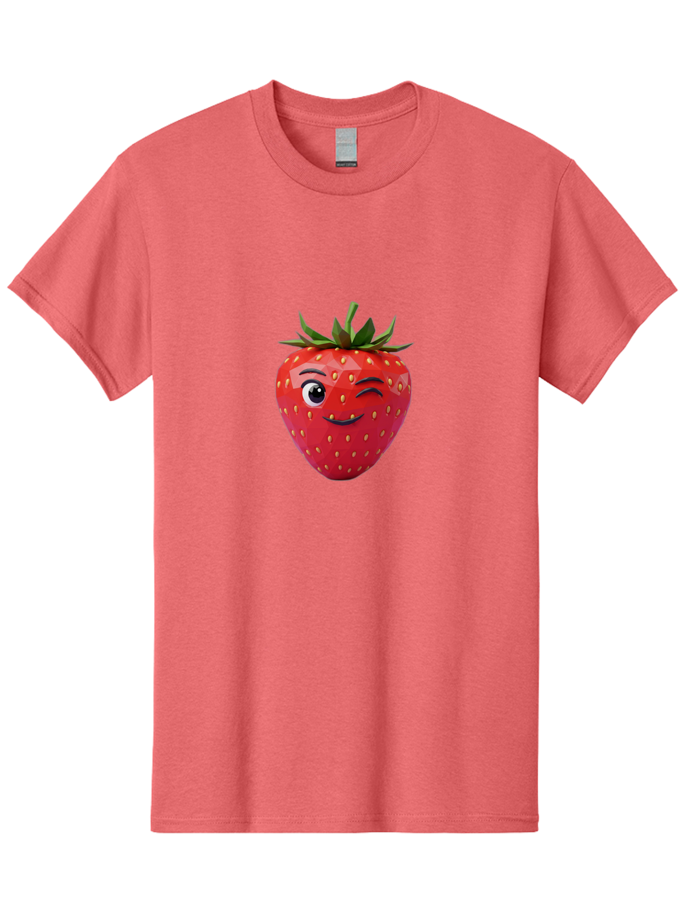 Winking-Strawberry-7 Men'S Graphic Tee, 100% Cotton, Comfortable Casual Summer Wear, Machine Washable, Winking Strawberry, Cute Strawberry, Cartoon Strawberry, Smiling Strawberry, Fruit Character, Adorable Fruit, Strawberry Face, Bac564 11
