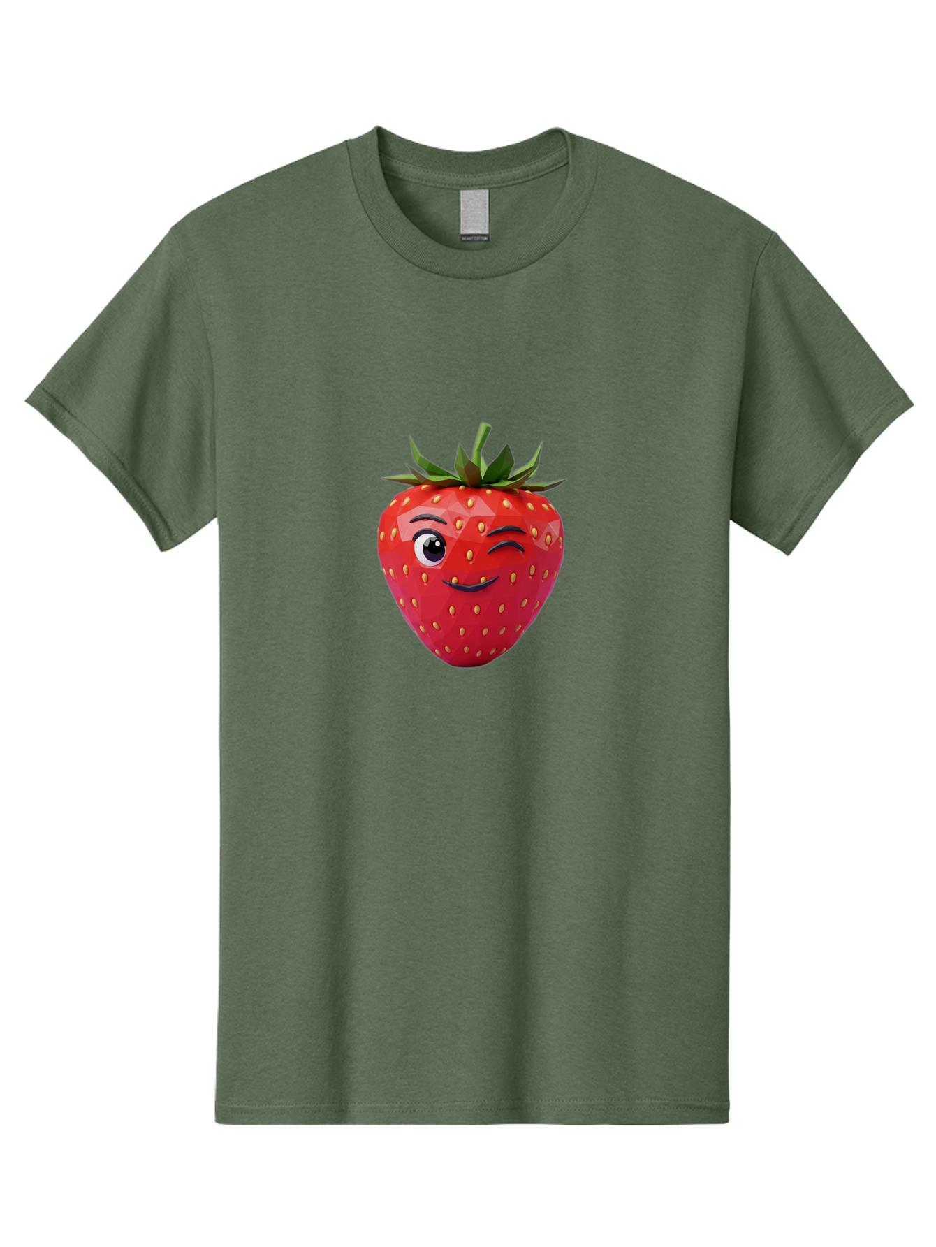 Winking-Strawberry-7 Men'S Graphic Tee, 100% Cotton, Comfortable Casual Summer Wear, Machine Washable, Winking Strawberry, Cute Strawberry, Cartoon Strawberry, Smiling Strawberry, Fruit Character, Adorable Fruit, Strawberry Face, Bac564 4