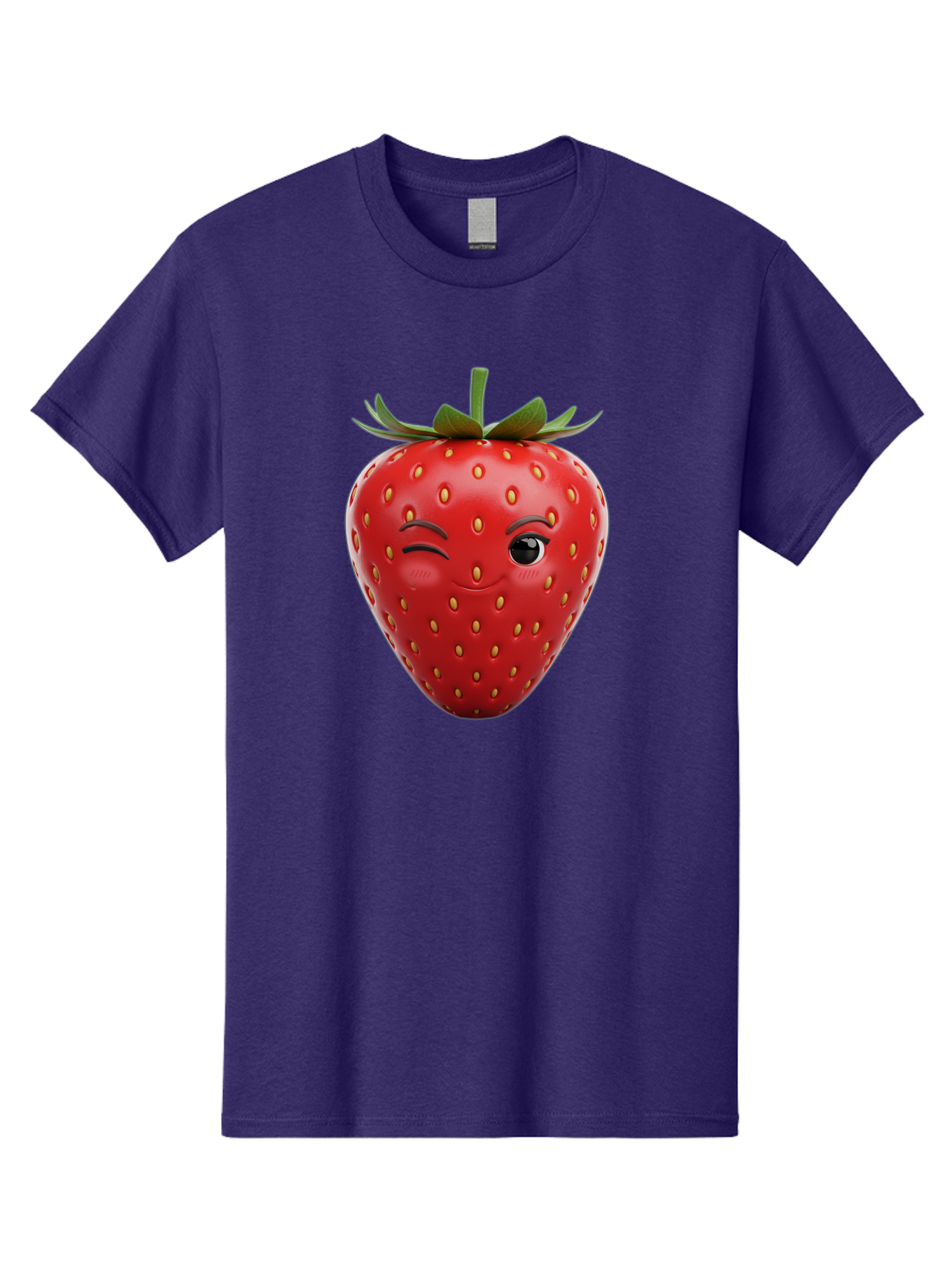 Winking-Strawberry-8 Men'S Graphic Tee, 100% Cotton, Comfortable Casual Summer Wear, Machine Washable, Cartoon Strawberry, Winking Face, Anthropomorphic Fruit, Red Fruit, Yellow Seeds, Green Leaves, Playful Expression, Whimsical Character, Bac565 14