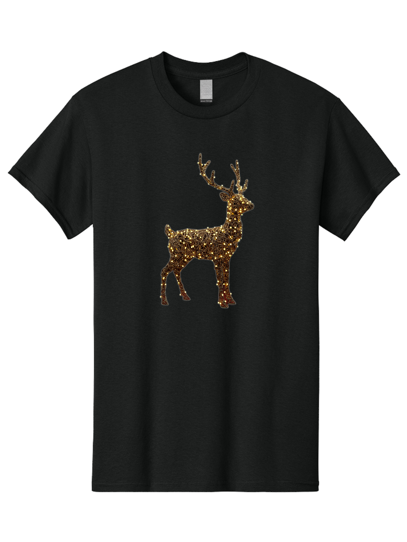 Wire-Reindeer Men'S Graphic Tee, 100% Cotton, Comfortable Casual Summer Wear, Machine Washable, Reindeer Decoration, Christmas Lights, Festive Decor, Holiday Display, Glowing Reindeer, Christmas Decoration, Outdoor Decor, Winter Wonderland Bac568 1