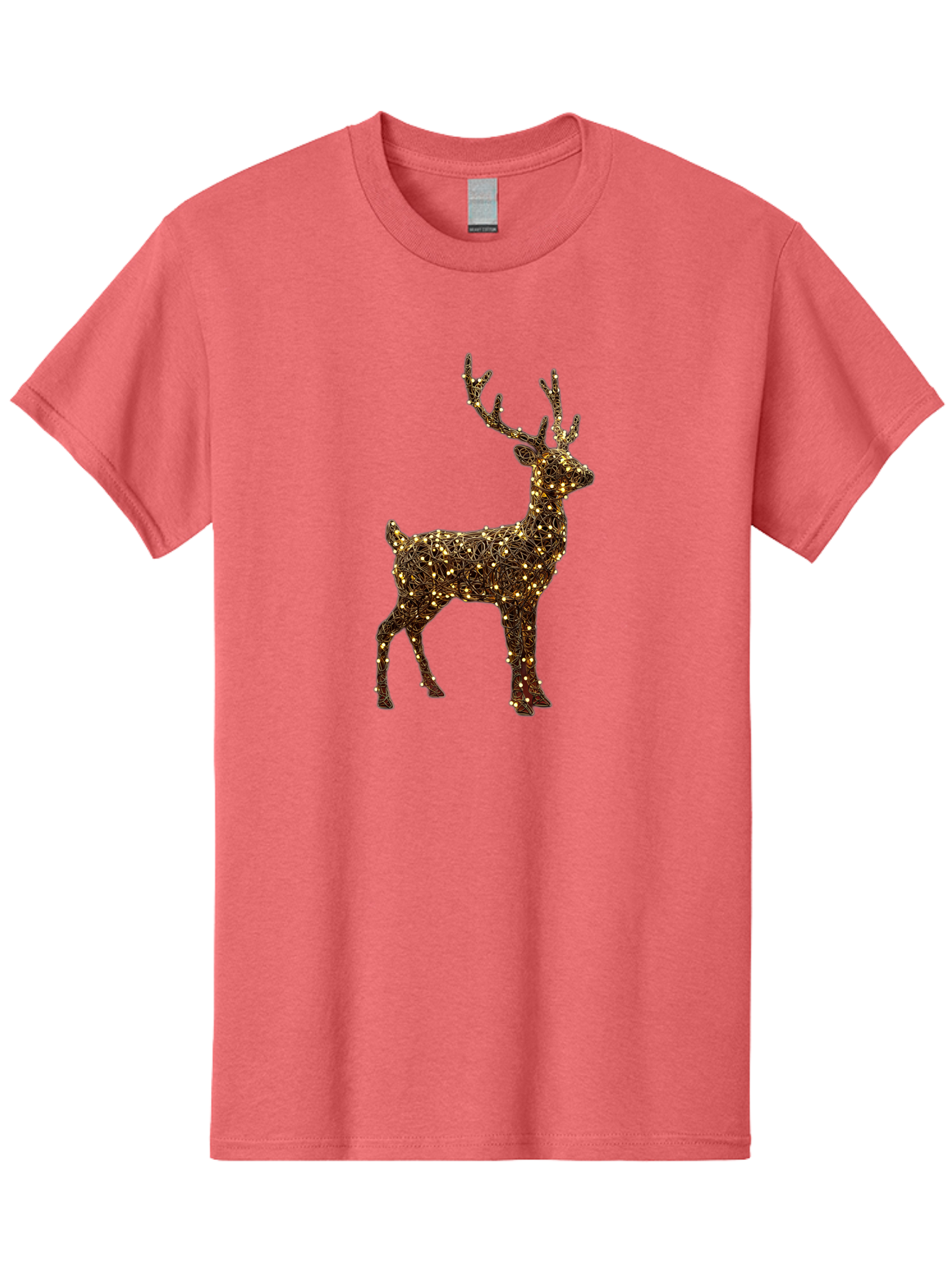 Wire-Reindeer Men'S Graphic Tee, 100% Cotton, Comfortable Casual Summer Wear, Machine Washable, Reindeer Decoration, Christmas Lights, Festive Decor, Holiday Display, Glowing Reindeer, Christmas Decoration, Outdoor Decor, Winter Wonderland Bac568 3
