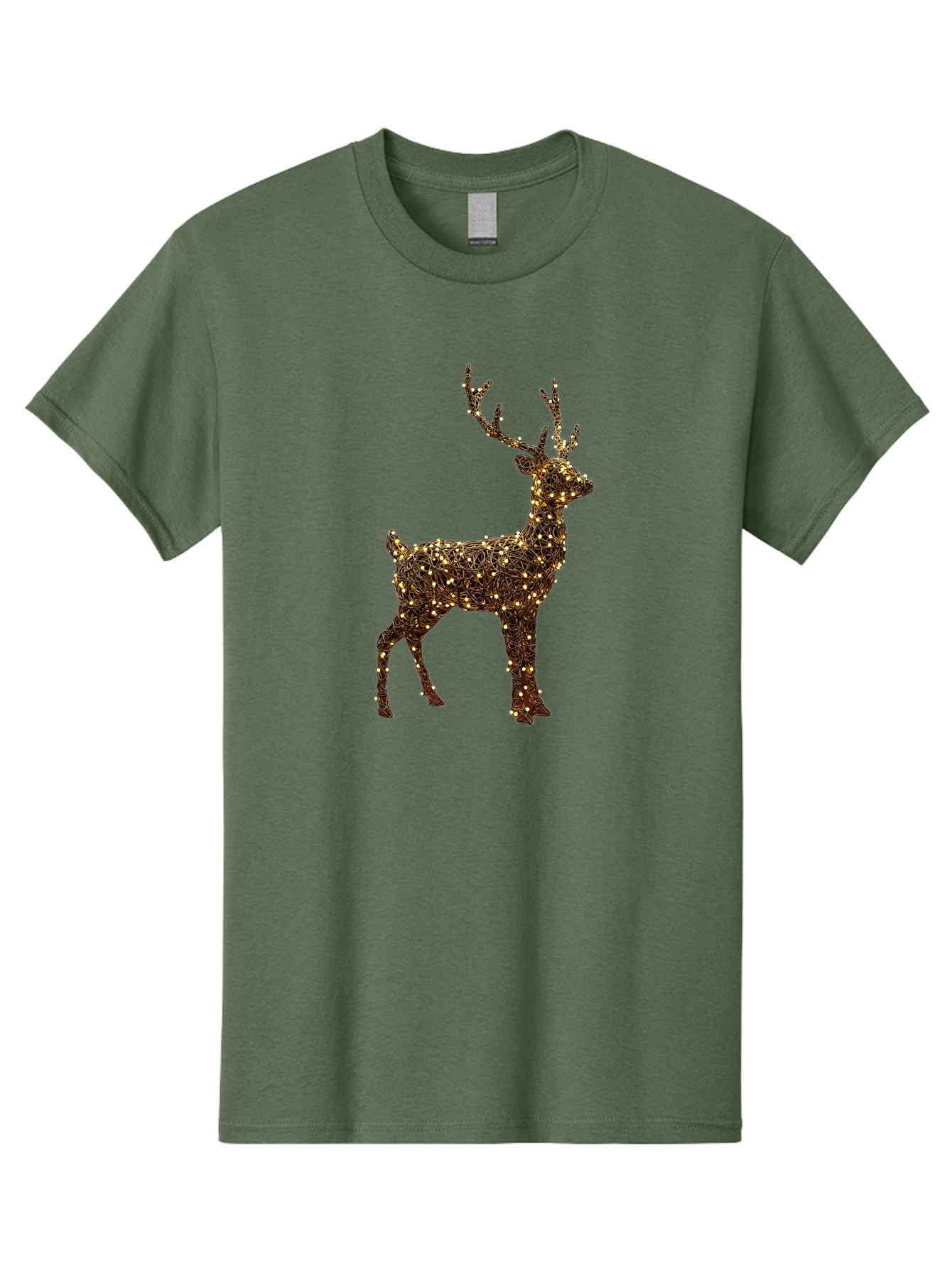 Wire-Reindeer Men'S Graphic Tee, 100% Cotton, Comfortable Casual Summer Wear, Machine Washable, Reindeer Decoration, Christmas Lights, Festive Decor, Holiday Display, Glowing Reindeer, Christmas Decoration, Outdoor Decor, Winter Wonderland Bac568 2