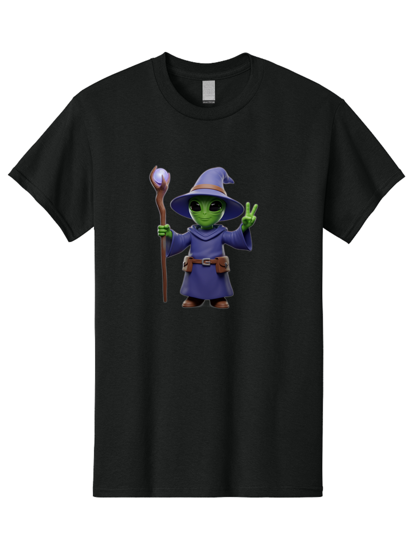 Wizard-Alien Men'S Graphic Tee, 100% Cotton, Comfortable Casual Summer Wear, Machine Washable, Cartoon Wizard, Alien Character, Fantasy Creature, Green Skin, Purple Robes, Magic Staff, Peace Sign, Mystical Powers, Otherworldly Being, Bac569 10