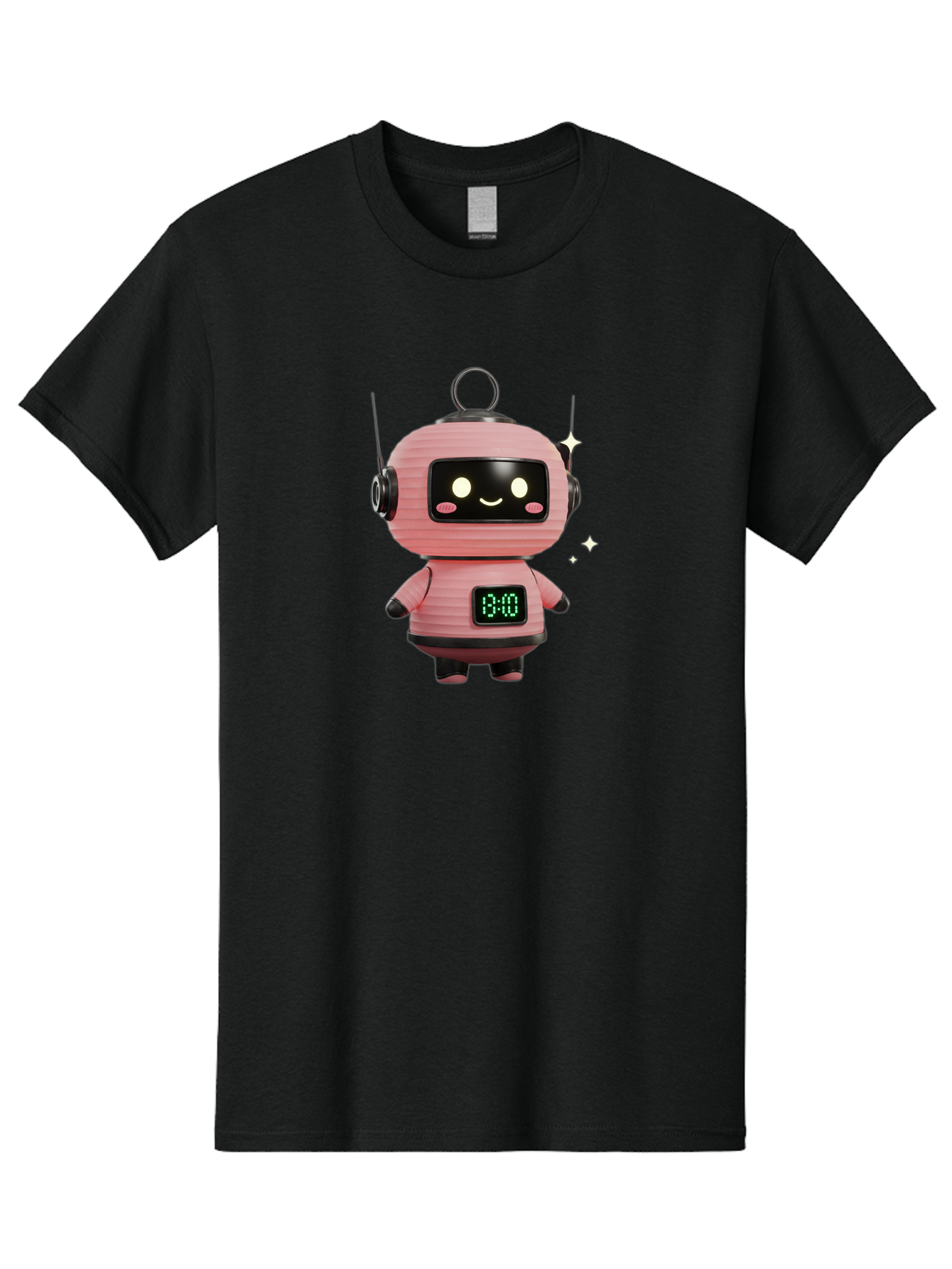 13-00-Robot Men'S Graphic Tee, 100% Cotton, Comfortable Casual Summer Wear, Machine Washable, Cartoon Robot With Clock, Digital Time Display, 13:00, Futuristic Design, Robot Character, Alarm Clock, Kawaii Style, Robot Technology, Bac572 3