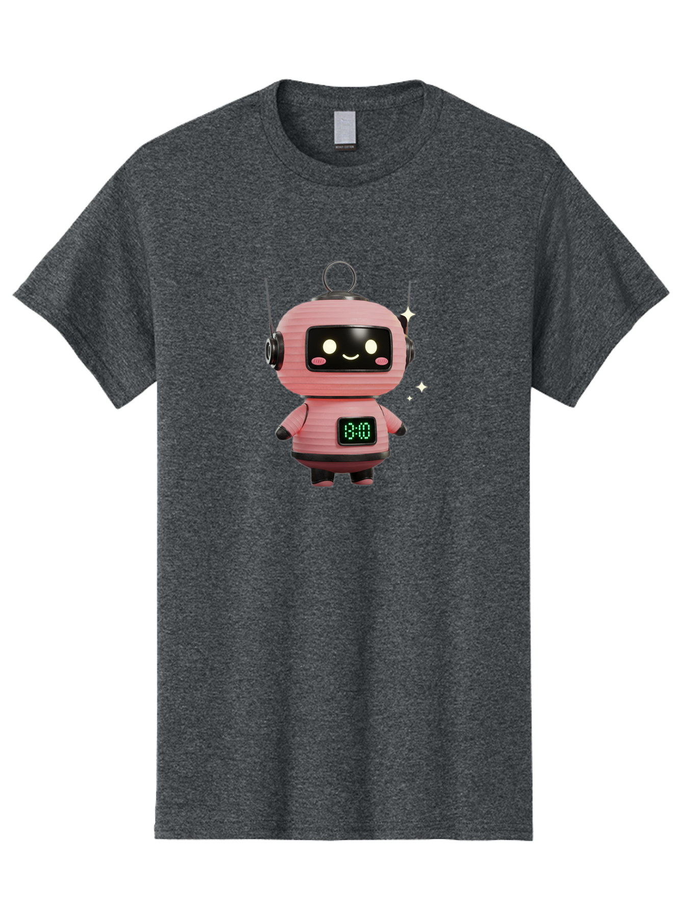 13-00-Robot Men'S Graphic Tee, 100% Cotton, Comfortable Casual Summer Wear, Machine Washable, Cartoon Robot With Clock, Digital Time Display, 13:00, Futuristic Design, Robot Character, Alarm Clock, Kawaii Style, Robot Technology, Bac572 4