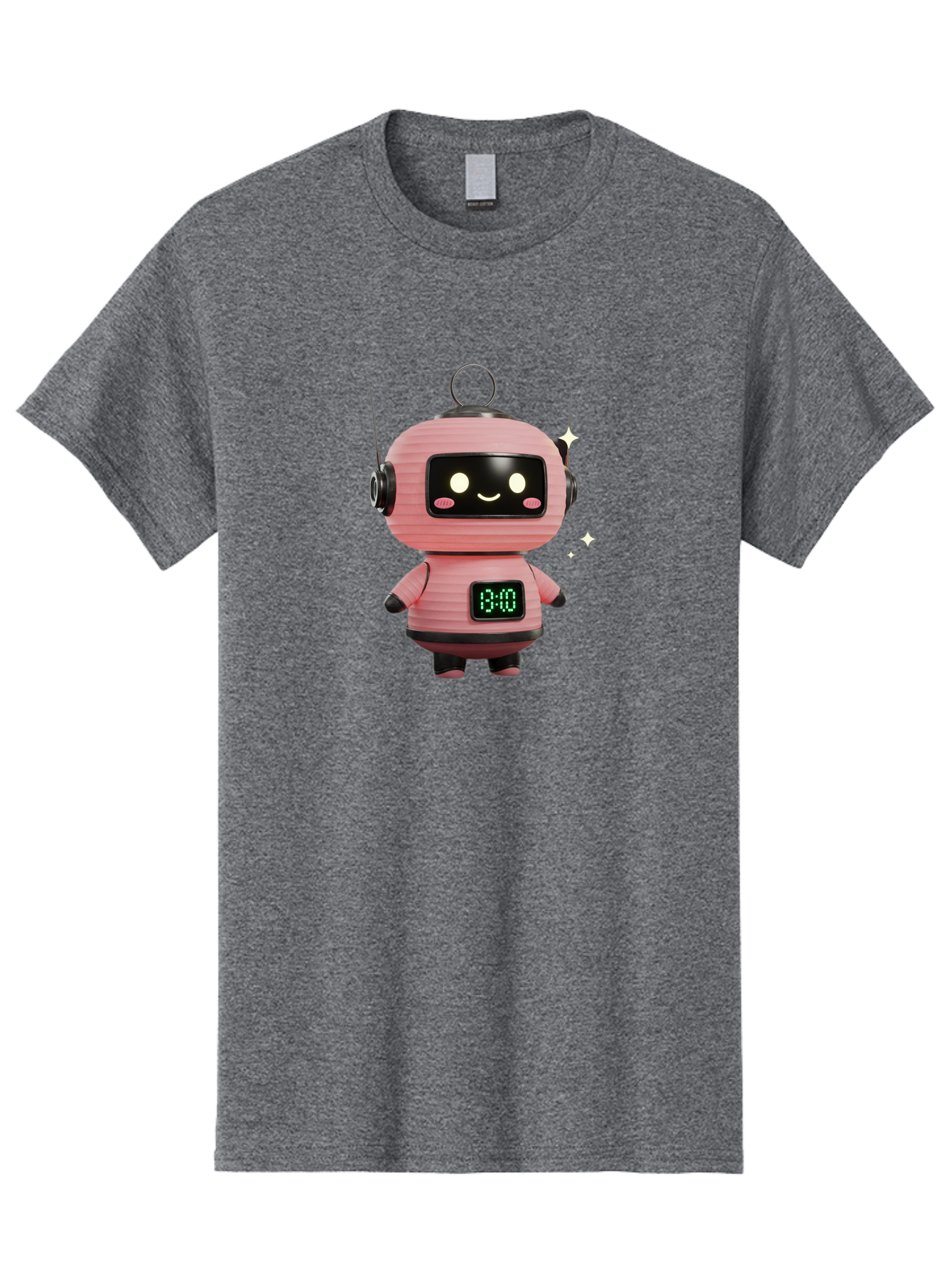 13-00-Robot Men'S Graphic Tee, 100% Cotton, Comfortable Casual Summer Wear, Machine Washable, Cartoon Robot With Clock, Digital Time Display, 13:00, Futuristic Design, Robot Character, Alarm Clock, Kawaii Style, Robot Technology, Bac572 5