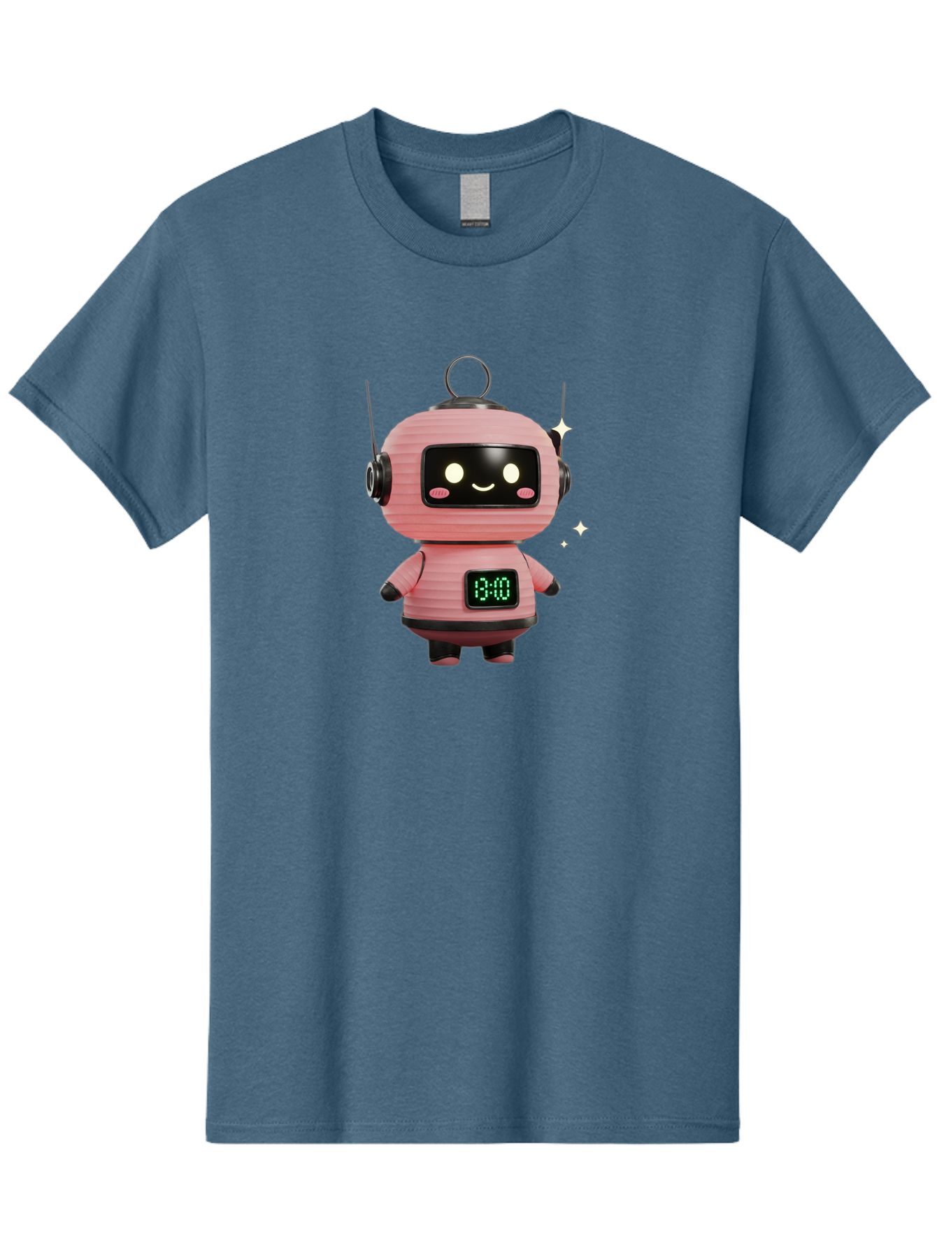 13-00-Robot Men'S Graphic Tee, 100% Cotton, Comfortable Casual Summer Wear, Machine Washable, Cartoon Robot With Clock, Digital Time Display, 13:00, Futuristic Design, Robot Character, Alarm Clock, Kawaii Style, Robot Technology, Bac572 12