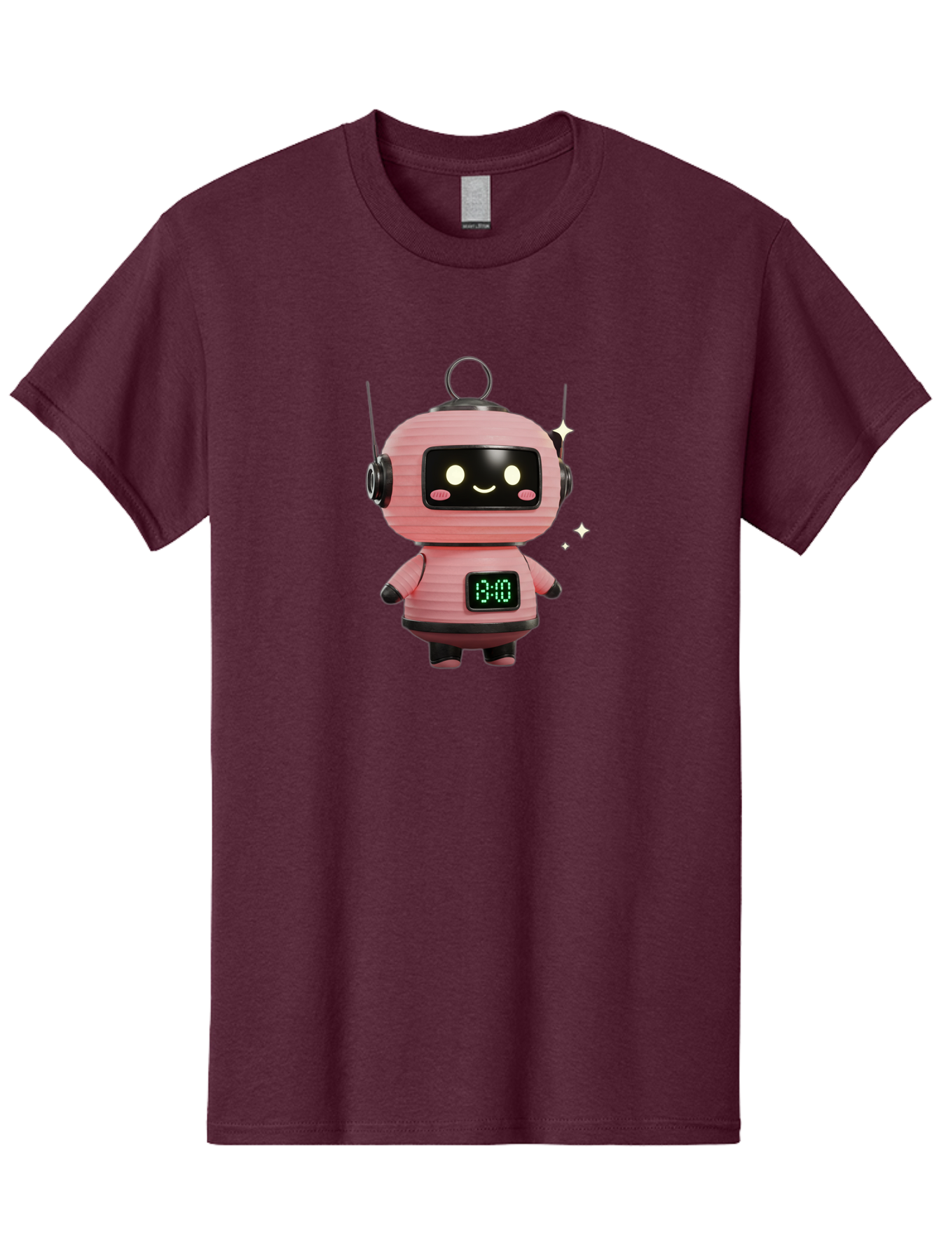 13-00-Robot Men'S Graphic Tee, 100% Cotton, Comfortable Casual Summer Wear, Machine Washable, Cartoon Robot With Clock, Digital Time Display, 13:00, Futuristic Design, Robot Character, Alarm Clock, Kawaii Style, Robot Technology, Bac572 11