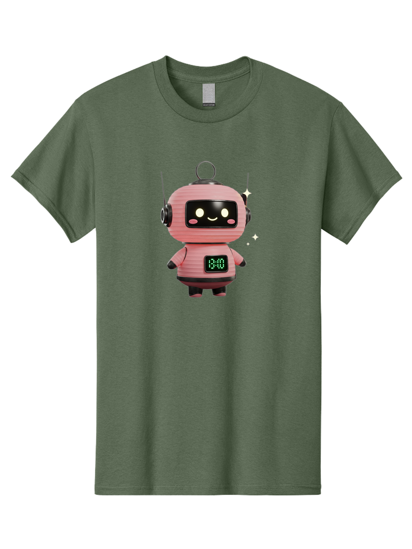 13-00-Robot Men'S Graphic Tee, 100% Cotton, Comfortable Casual Summer Wear, Machine Washable, Cartoon Robot With Clock, Digital Time Display, 13:00, Futuristic Design, Robot Character, Alarm Clock, Kawaii Style, Robot Technology, Bac572 7