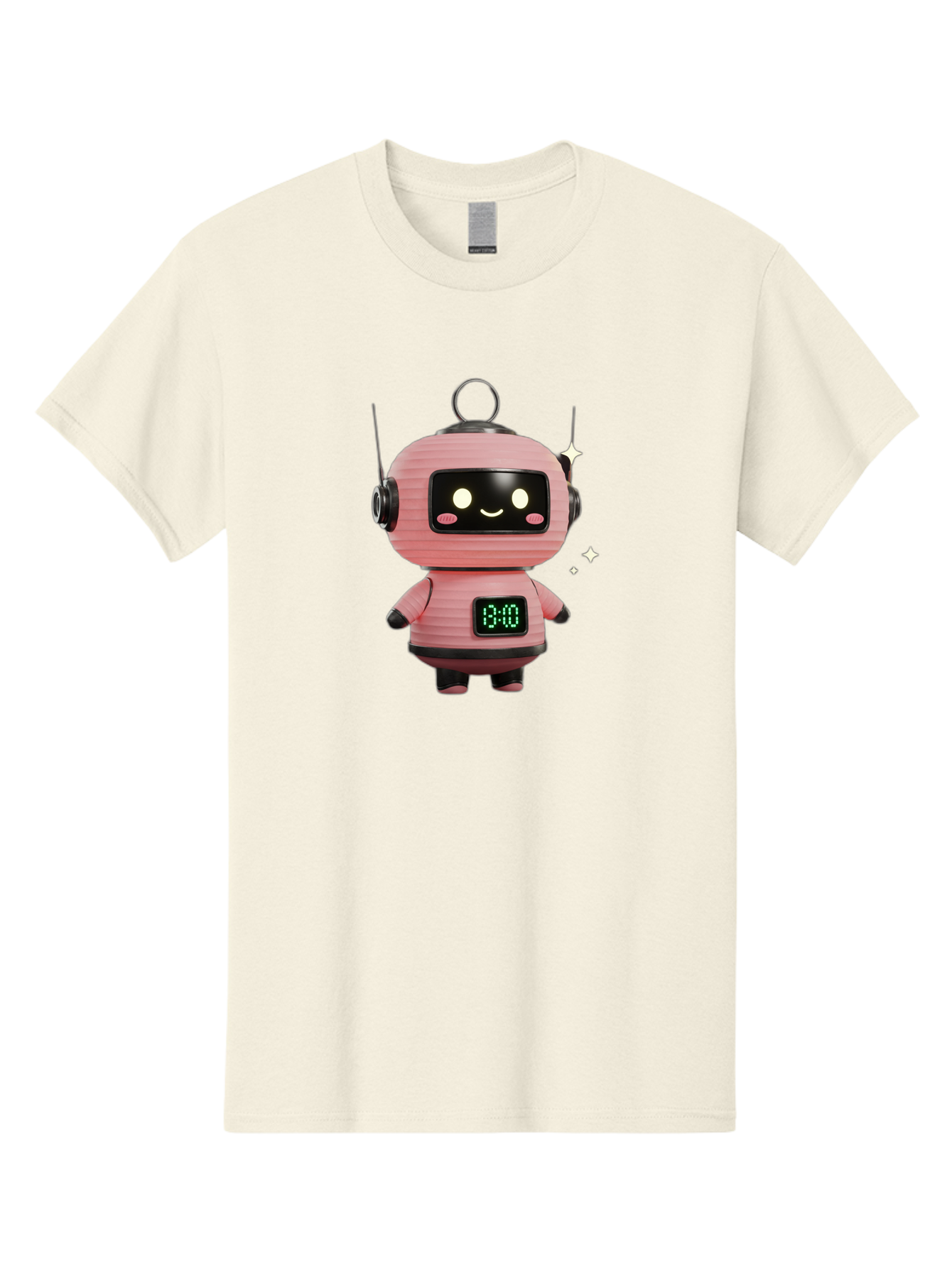 13-00-Robot Men'S Graphic Tee, 100% Cotton, Comfortable Casual Summer Wear, Machine Washable, Cartoon Robot With Clock, Digital Time Display, 13:00, Futuristic Design, Robot Character, Alarm Clock, Kawaii Style, Robot Technology, Bac572 14