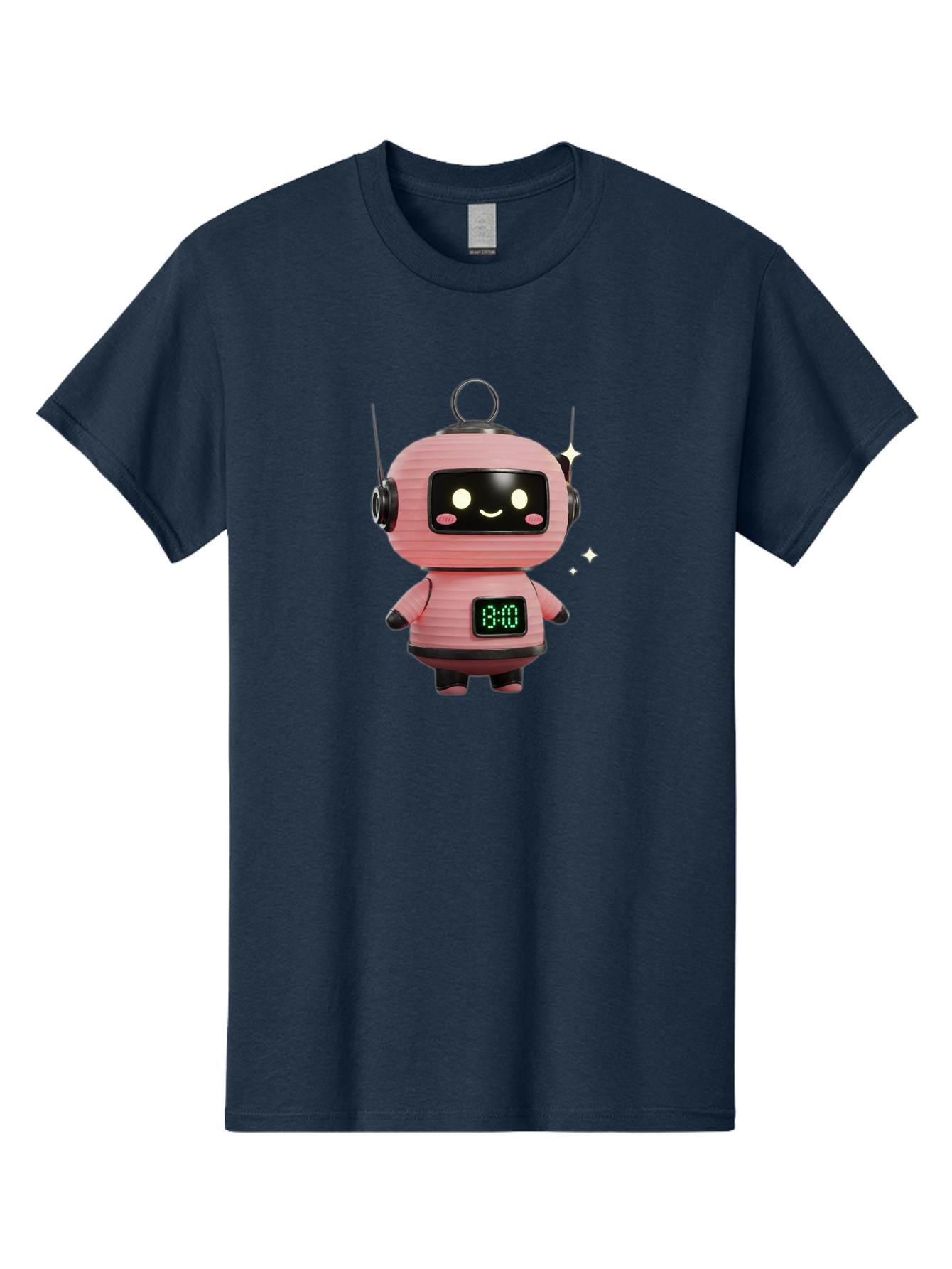 13-00-Robot Men'S Graphic Tee, 100% Cotton, Comfortable Casual Summer Wear, Machine Washable, Cartoon Robot With Clock, Digital Time Display, 13:00, Futuristic Design, Robot Character, Alarm Clock, Kawaii Style, Robot Technology, Bac572 8