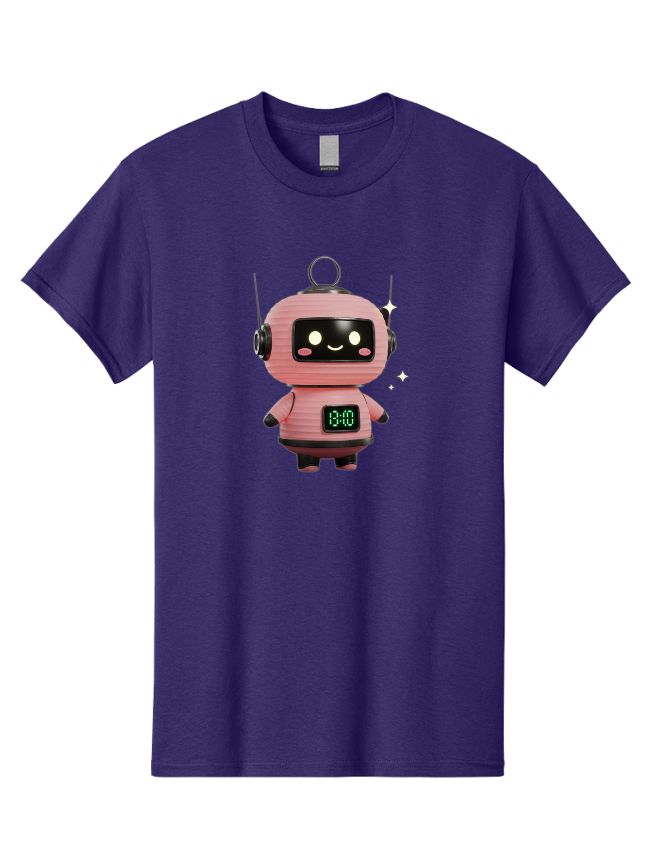 13-00-Robot Men'S Graphic Tee, 100% Cotton, Comfortable Casual Summer Wear, Machine Washable, Cartoon Robot With Clock, Digital Time Display, 13:00, Futuristic Design, Robot Character, Alarm Clock, Kawaii Style, Robot Technology, Bac572 6