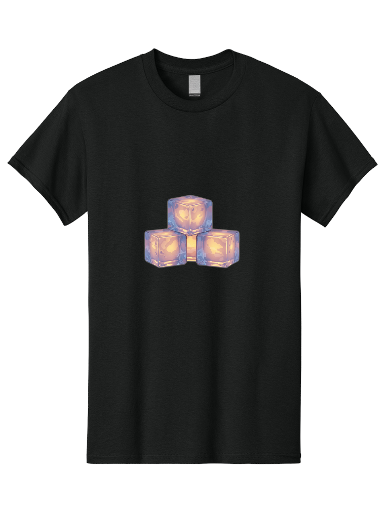 3-Ice-Cubes Men'S Graphic Tee, 100% Cotton, Comfortable Casual Summer Wear, Machine Washable, Ice Cubes, Crystal Clear Ice, Refreshing Drink, Cold Beverage, Melting Ice, Cube Shape, Transparent Ice, Frozen Water, Glassy Texture, Icy Appearance Bac573 5