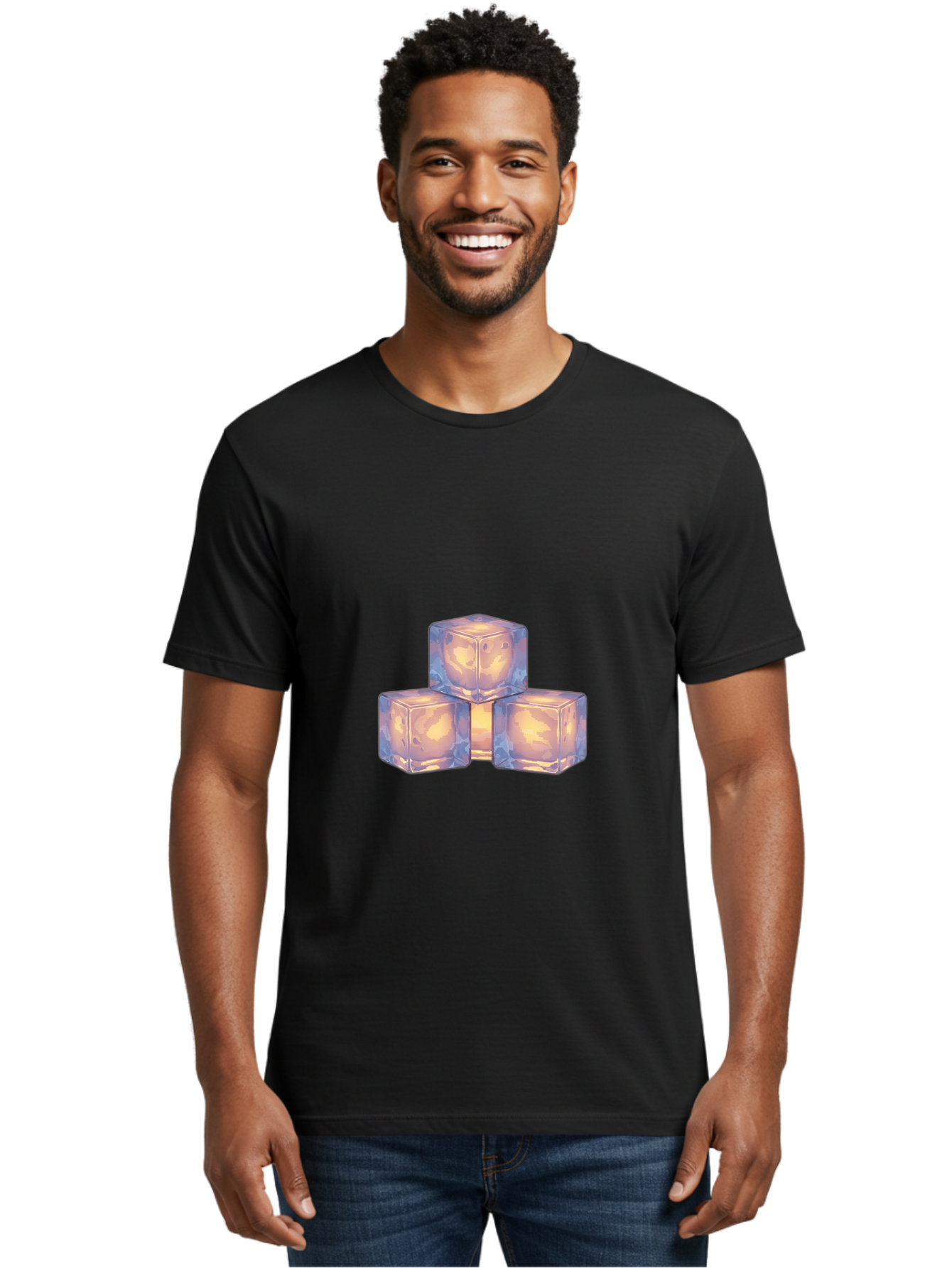 3-Ice-Cubes Men'S Graphic Tee, 100% Cotton, Comfortable Casual Summer Wear, Machine Washable, Ice Cubes, Crystal Clear Ice, Refreshing Drink, Cold Beverage, Melting Ice, Cube Shape, Transparent Ice, Frozen Water, Glassy Texture, Icy Appearance Bac573 20