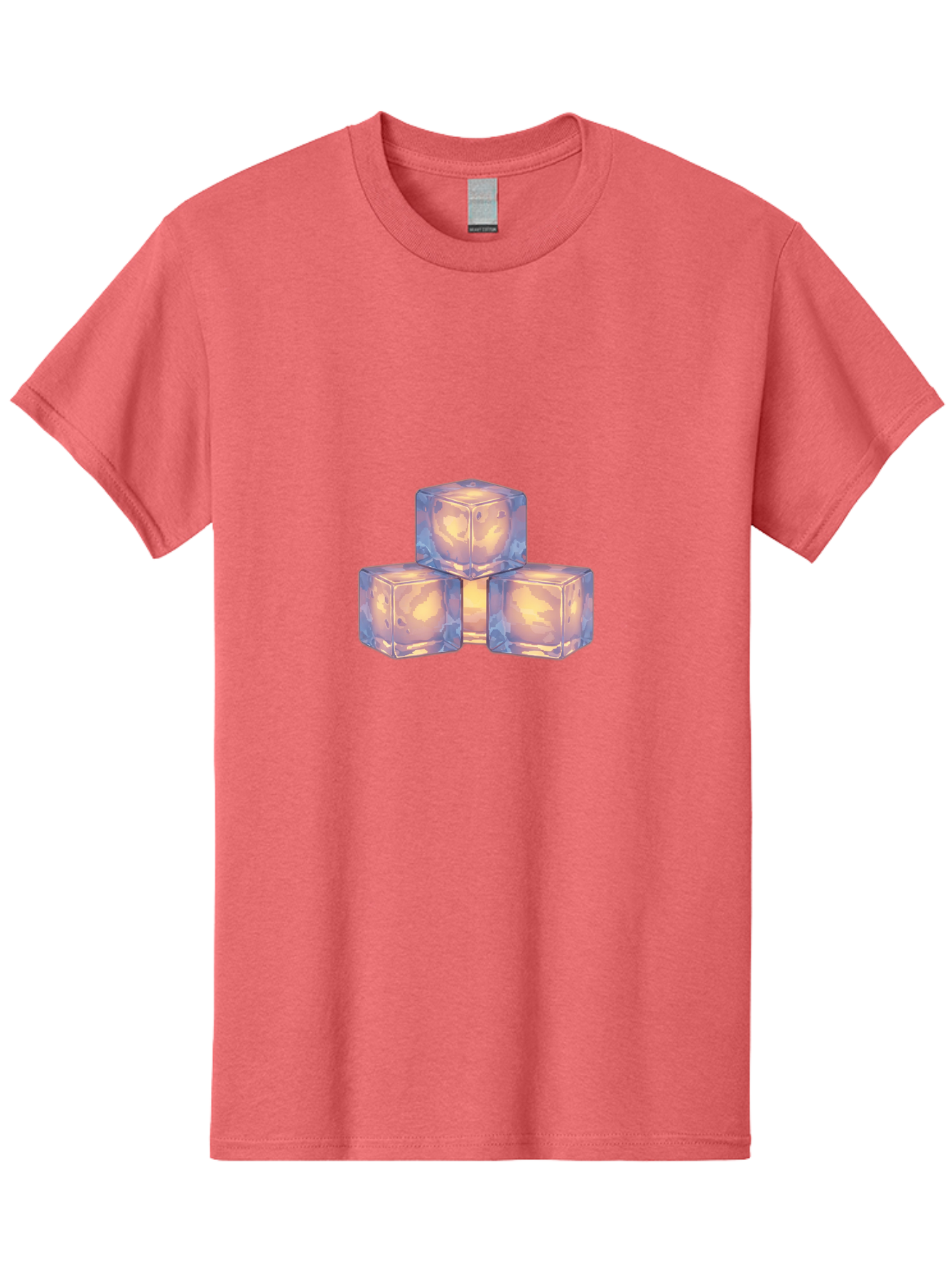3-Ice-Cubes Men'S Graphic Tee, 100% Cotton, Comfortable Casual Summer Wear, Machine Washable, Ice Cubes, Crystal Clear Ice, Refreshing Drink, Cold Beverage, Melting Ice, Cube Shape, Transparent Ice, Frozen Water, Glassy Texture, Icy Appearance Bac573 4