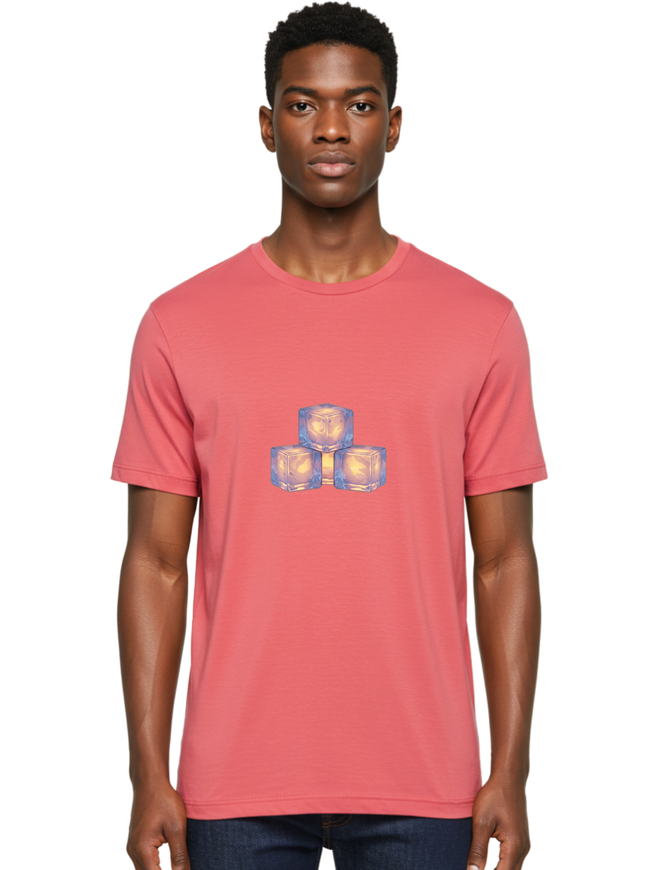 3-Ice-Cubes Men'S Graphic Tee, 100% Cotton, Comfortable Casual Summer Wear, Machine Washable, Ice Cubes, Crystal Clear Ice, Refreshing Drink, Cold Beverage, Melting Ice, Cube Shape, Transparent Ice, Frozen Water, Glassy Texture, Icy Appearance Bac573 19