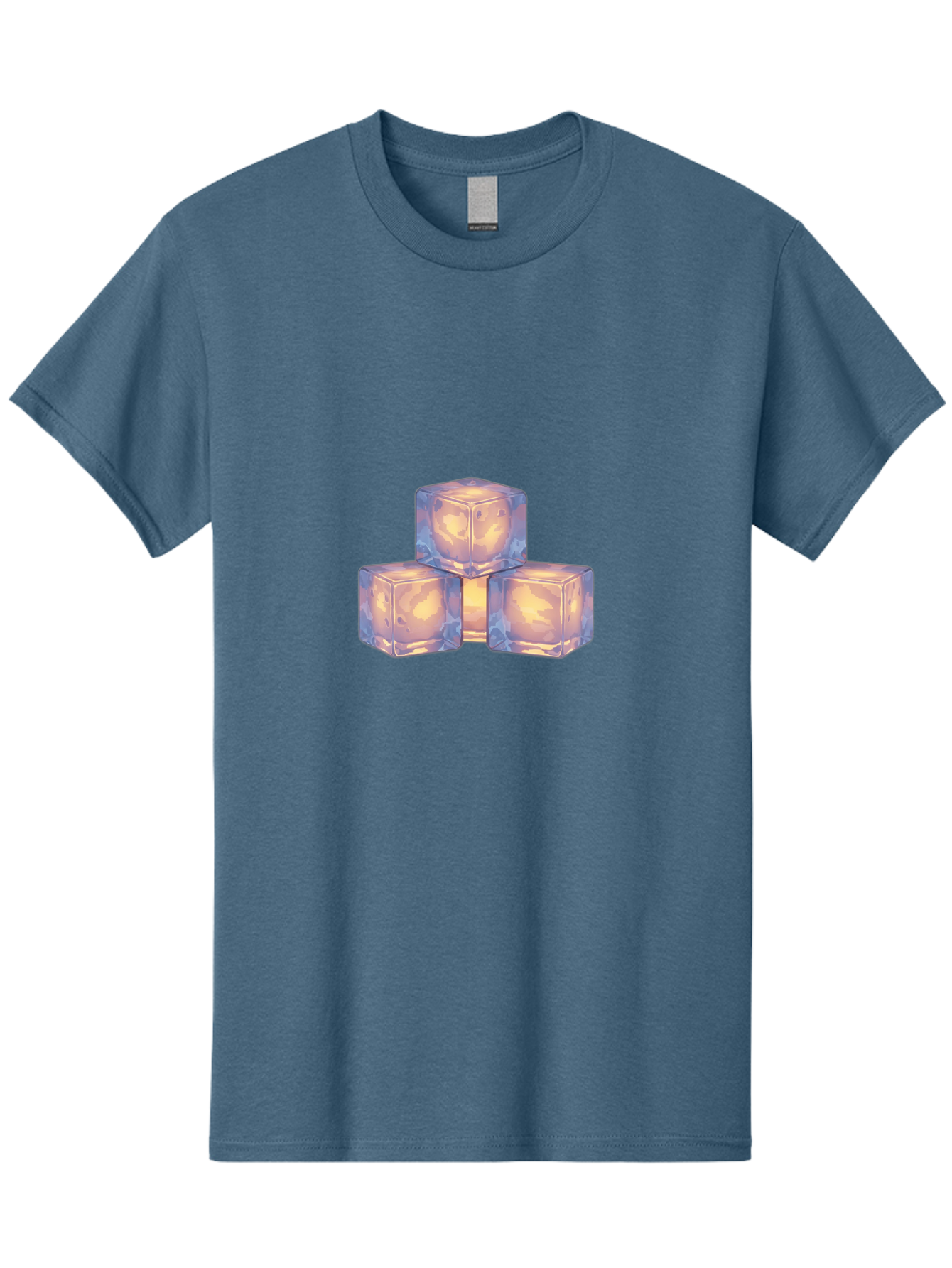 3-Ice-Cubes Men'S Graphic Tee, 100% Cotton, Comfortable Casual Summer Wear, Machine Washable, Ice Cubes, Crystal Clear Ice, Refreshing Drink, Cold Beverage, Melting Ice, Cube Shape, Transparent Ice, Frozen Water, Glassy Texture, Icy Appearance Bac573 13