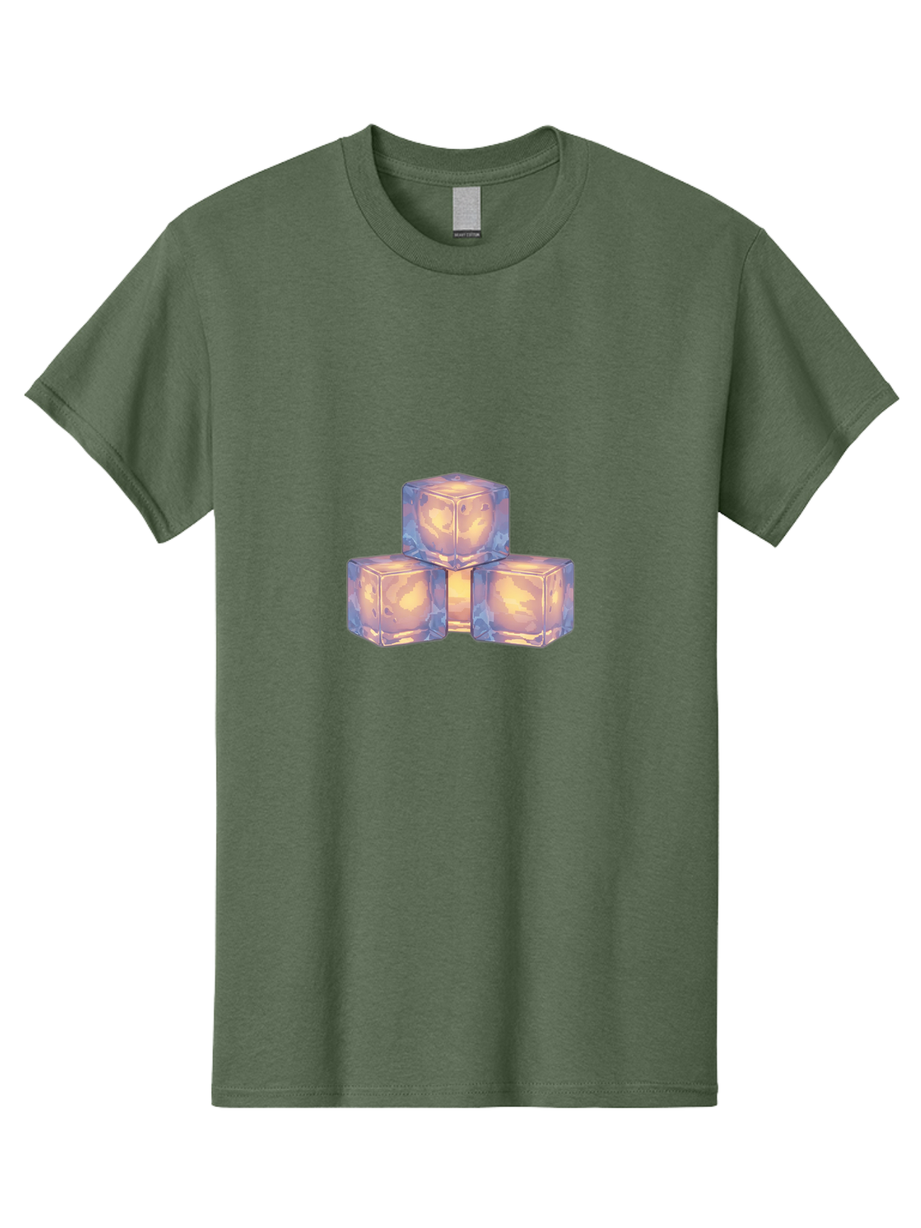 3-Ice-Cubes Men'S Graphic Tee, 100% Cotton, Comfortable Casual Summer Wear, Machine Washable, Ice Cubes, Crystal Clear Ice, Refreshing Drink, Cold Beverage, Melting Ice, Cube Shape, Transparent Ice, Frozen Water, Glassy Texture, Icy Appearance Bac573 7