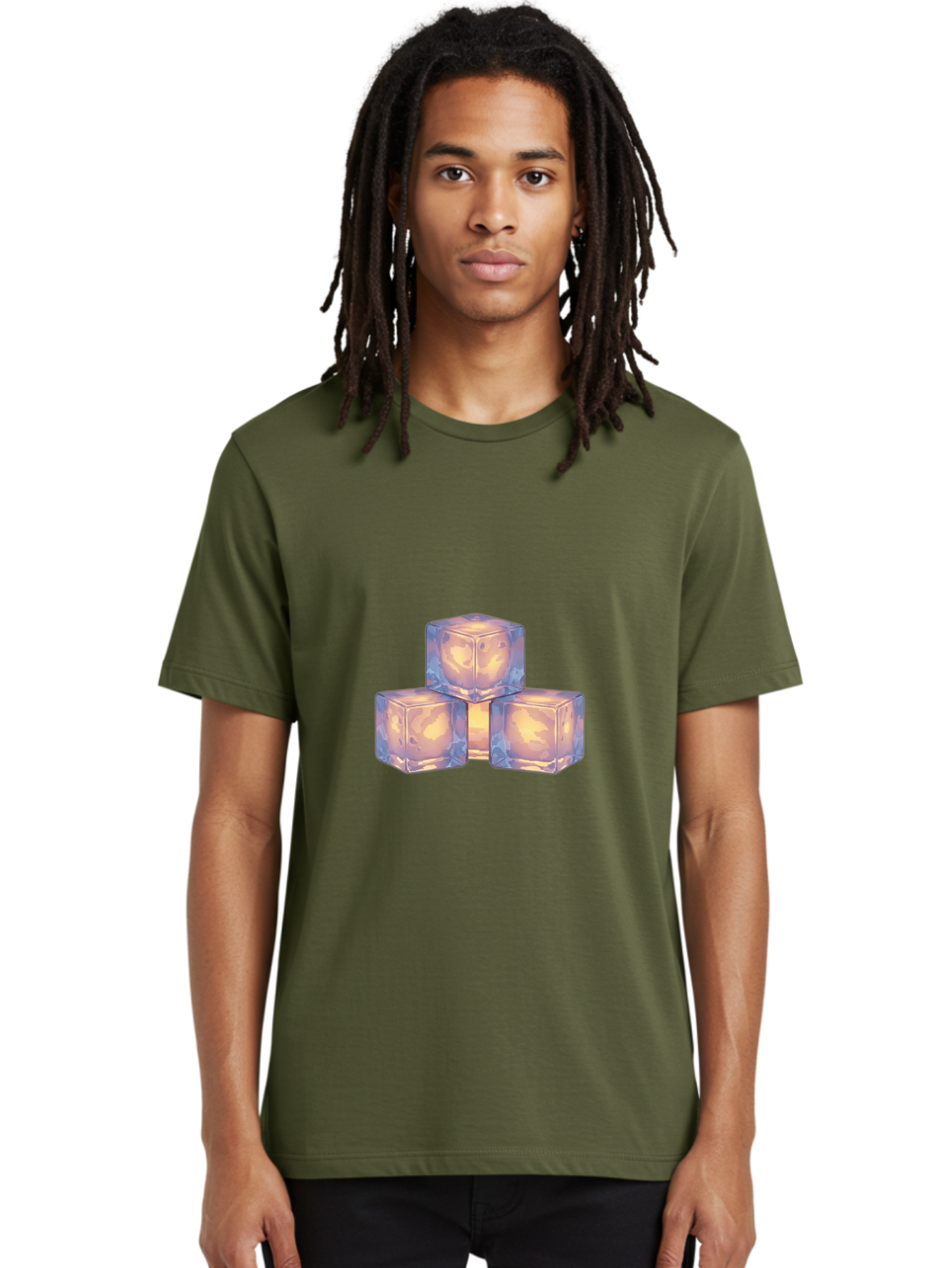 3-Ice-Cubes Men'S Graphic Tee, 100% Cotton, Comfortable Casual Summer Wear, Machine Washable, Ice Cubes, Crystal Clear Ice, Refreshing Drink, Cold Beverage, Melting Ice, Cube Shape, Transparent Ice, Frozen Water, Glassy Texture, Icy Appearance Bac573 22