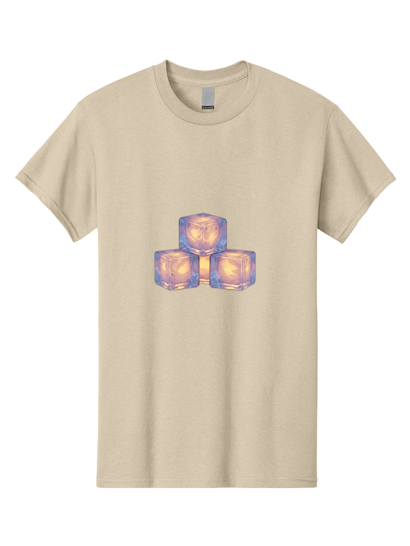 3-Ice-Cubes Men'S Graphic Tee, 100% Cotton, Comfortable Casual Summer Wear, Machine Washable, Ice Cubes, Crystal Clear Ice, Refreshing Drink, Cold Beverage, Melting Ice, Cube Shape, Transparent Ice, Frozen Water, Glassy Texture, Icy Appearance Bac573 3