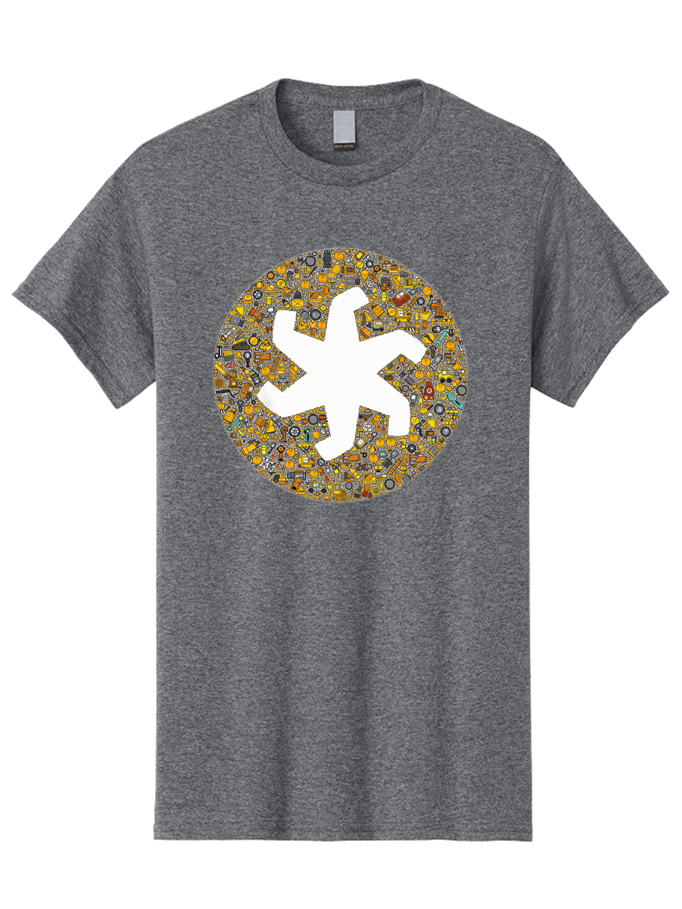 Airplane-Silhouette-Mosaic Men'S Graphic Tee, 100% Cotton, Comfortable Casual Summer Wear, Machine Washable, Airplane Silhouette, Yellow And Gray Mosaic, Machinery Parts, Industrial Theme, Creative Design, Travel Concept, Abstract Art, Bac581 8